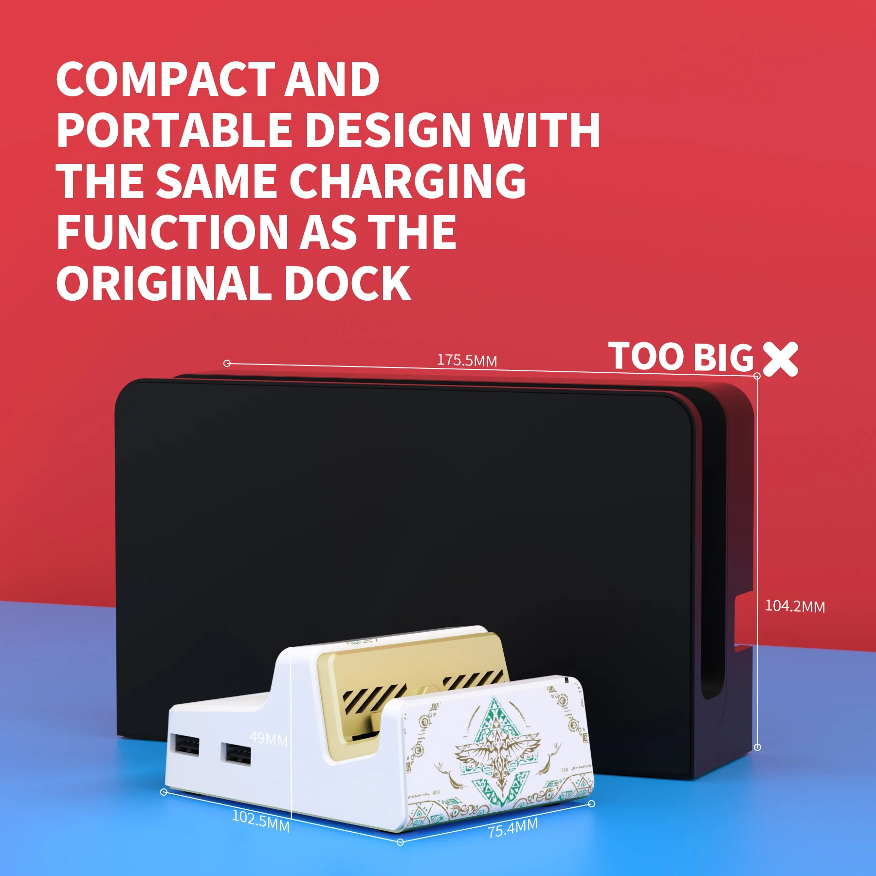 eXtremeRate AiryDocky DIY Kit Replacement Shell Case for Nintendo Switch Dock - Glow in Dark - Totem of Kingdom White - Image 8