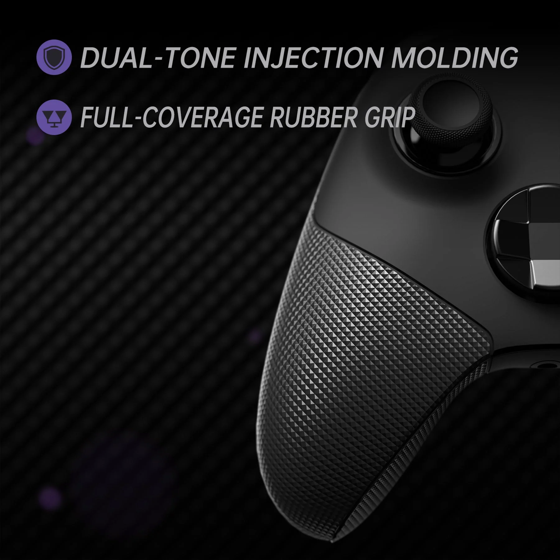 eXtremeRate ASR Version Performance Redesigned Full Set Shell Buttons with Ergonomic Trigger Stop Rubberized Grip for Xbox Series X/S Controller & Xbox Core Controller - Diamond Textured Black - Image 11