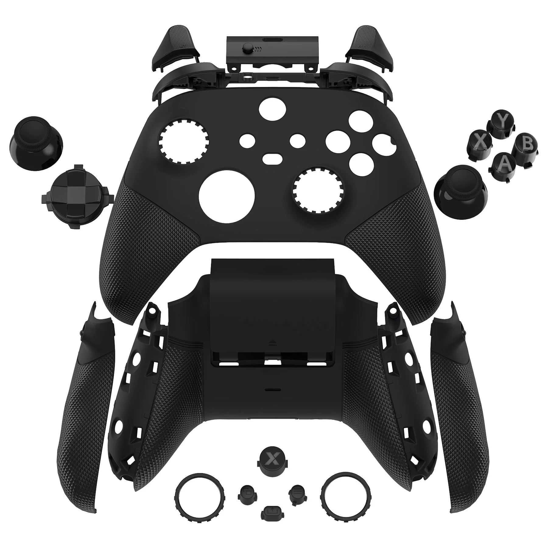 eXtremeRate ASR Version Performance Redesigned Full Set Shell Buttons with Ergonomic Trigger Stop Rubberized Grip for Xbox Series X/S Controller & Xbox Core Controller - Diamond Textured Black - Image 2