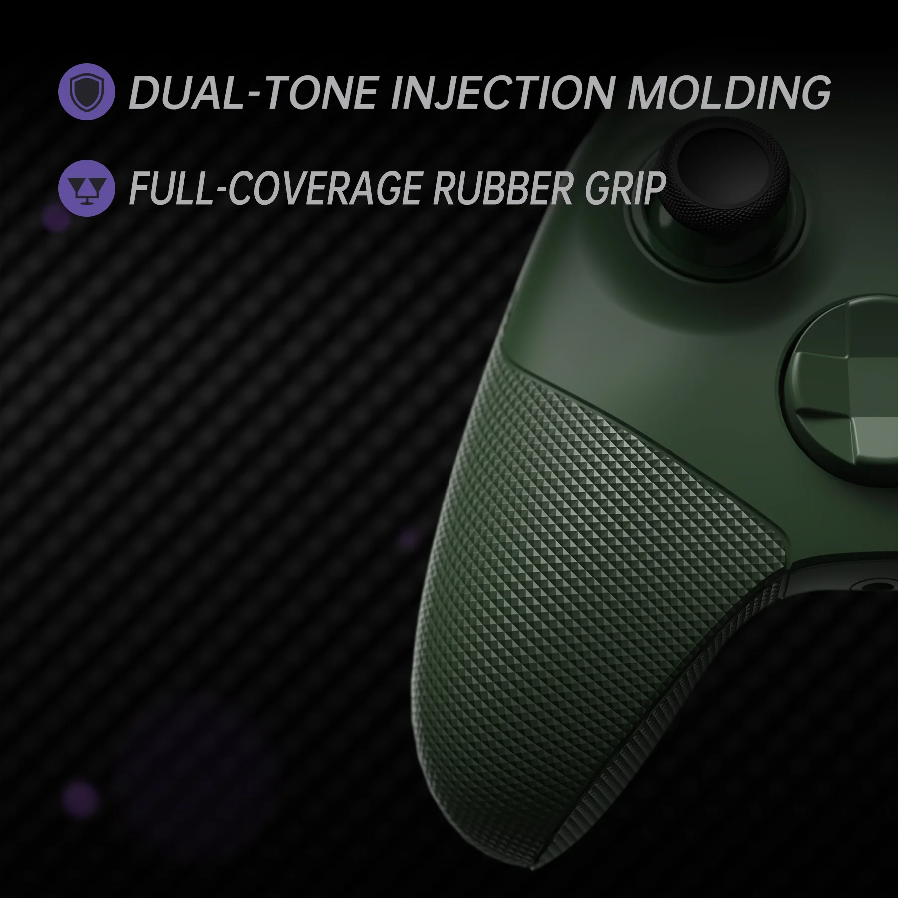 eXtremeRate ASR Version Performance Redesigned Full Set Shell Buttons with Ergonomic Trigger Stop Rubberized Grip for Xbox Series X/S Controller & Xbox Core Controller - Diamond Textured Deep Pine Green - Image 11