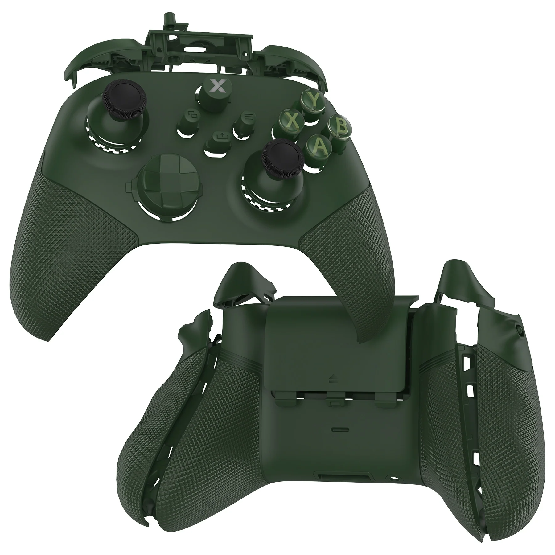 eXtremeRate ASR Version Performance Redesigned Full Set Shell Buttons with Ergonomic Trigger Stop Rubberized Grip for Xbox Series X/S Controller & Xbox Core Controller - Diamond Textured Deep Pine Green - Image 8