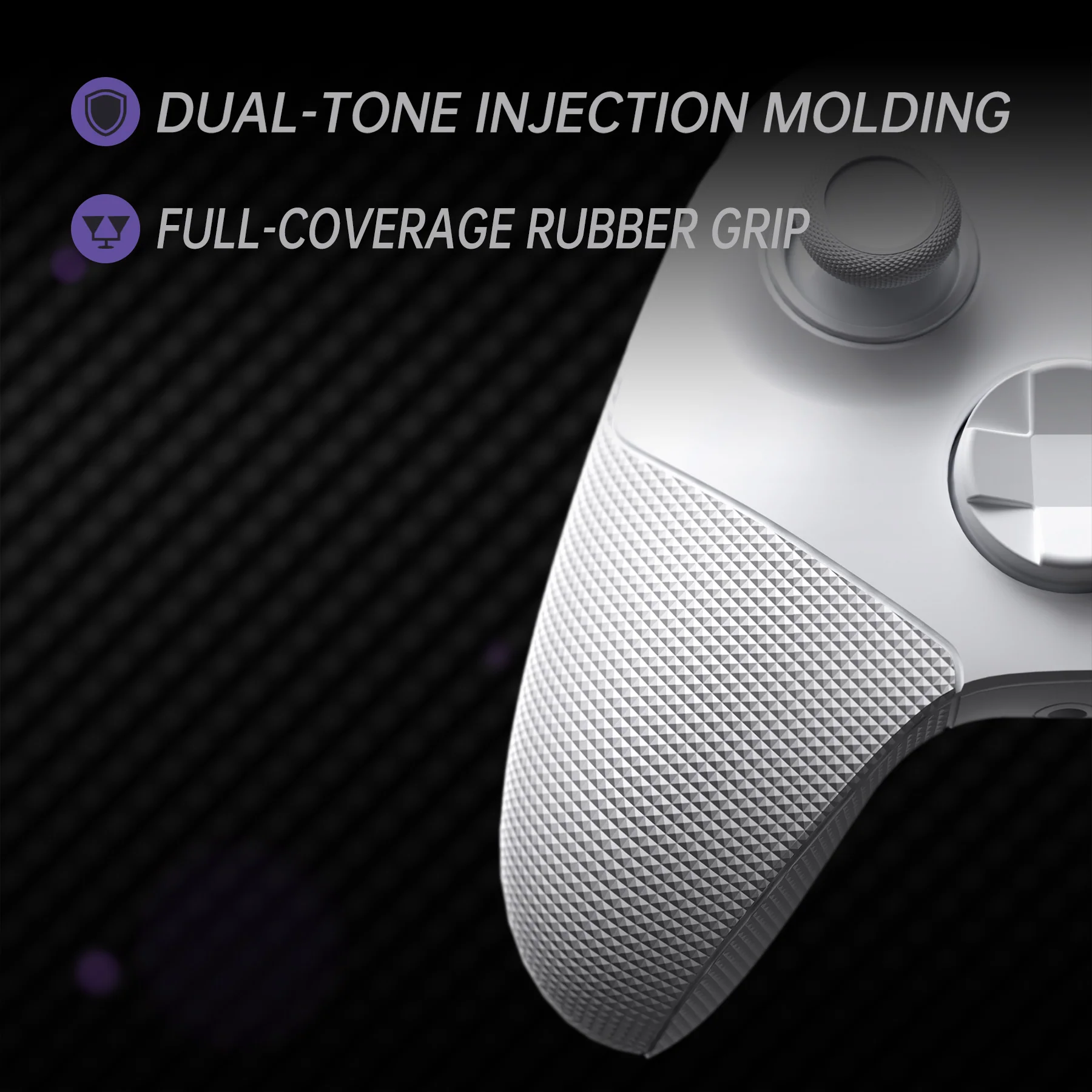 eXtremeRate ASR Version Performance Redesigned Full Set Shell Buttons with Ergonomic Trigger Stop Rubberized Grip for Xbox Series X/S Controller & Xbox Core Controller - Diamond Textured Frosted White - Image 11