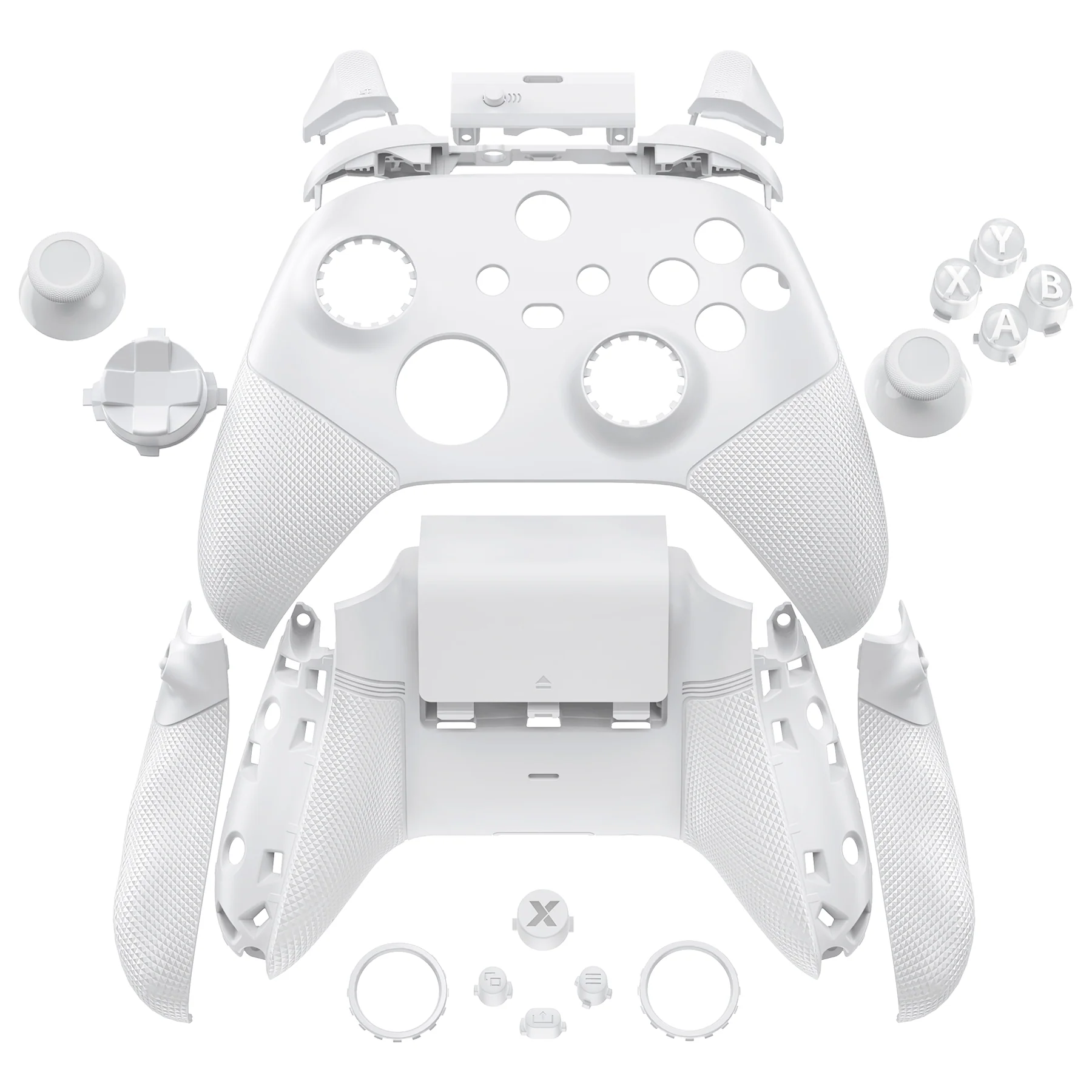 eXtremeRate ASR Version Performance Redesigned Full Set Shell Buttons with Ergonomic Trigger Stop Rubberized Grip for Xbox Series X/S Controller & Xbox Core Controller - Diamond Textured Frosted White - Image 2