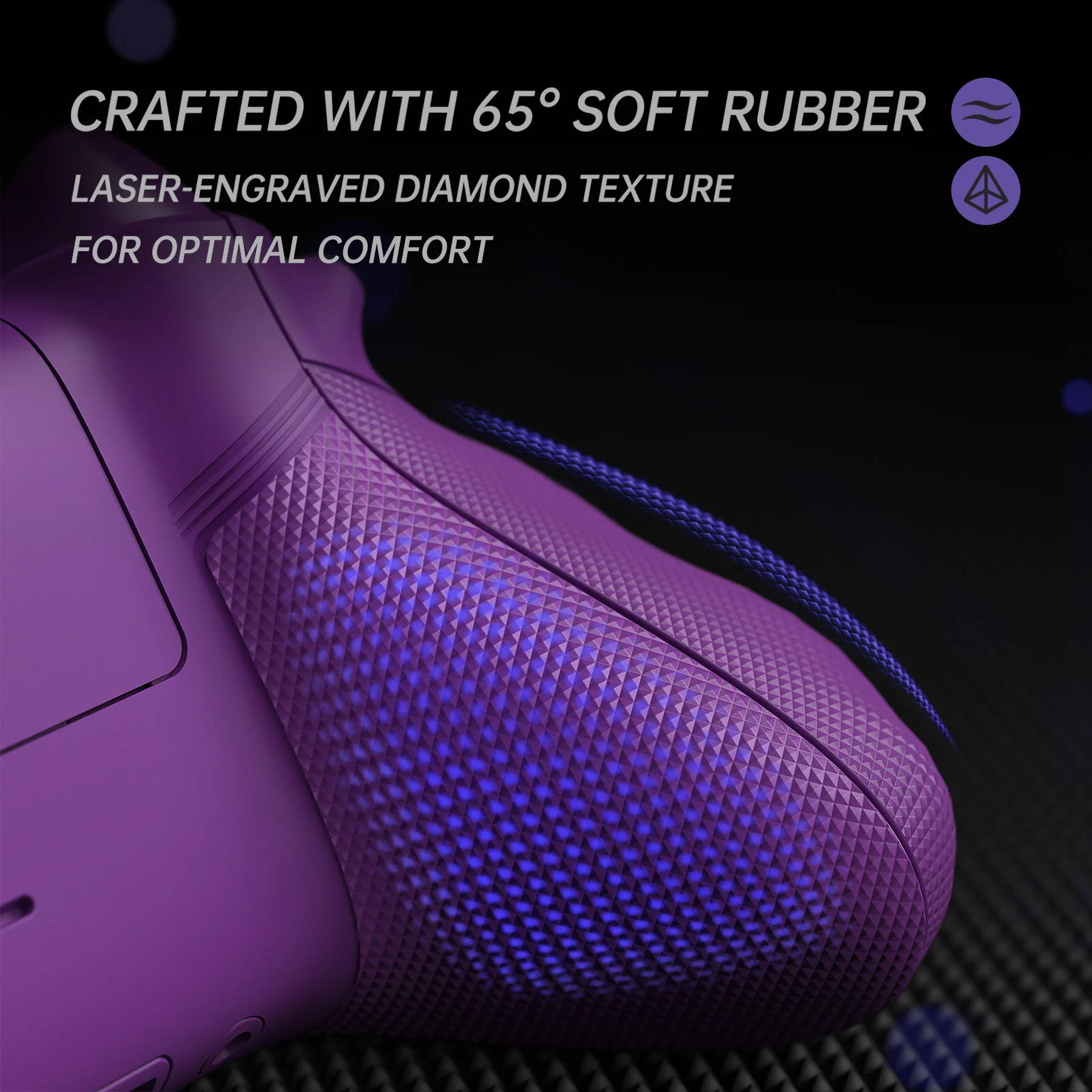 eXtremeRate ASR Version Performance Redesigned Full Set Shell Buttons with Ergonomic Trigger Stop Rubberized Grip for Xbox Series X/S Controller & Xbox Core Controller - Diamond Textured Mist Purple - Image 10