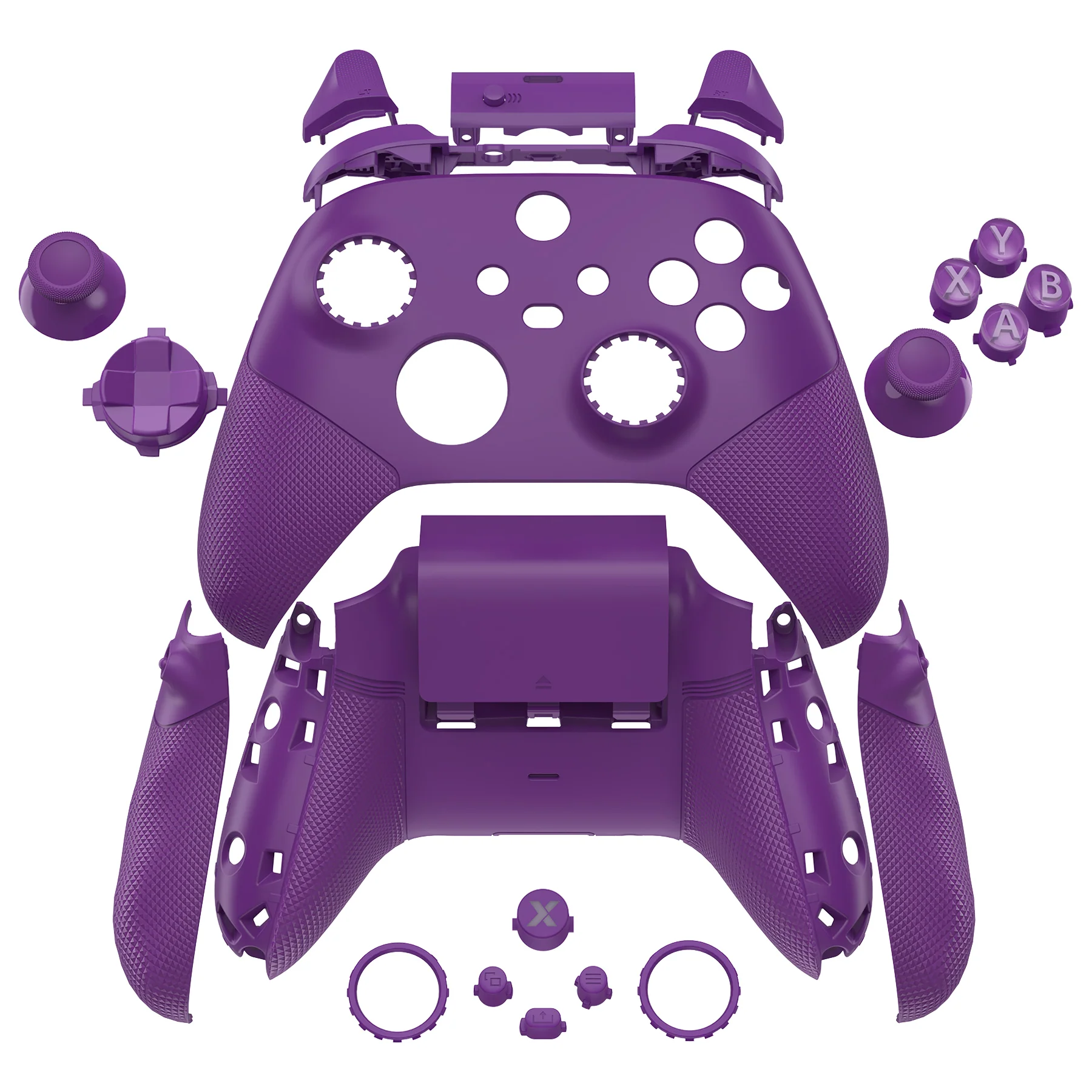 eXtremeRate ASR Version Performance Redesigned Full Set Shell Buttons with Ergonomic Trigger Stop Rubberized Grip for Xbox Series X/S Controller & Xbox Core Controller - Diamond Textured Mist Purple - Image 2
