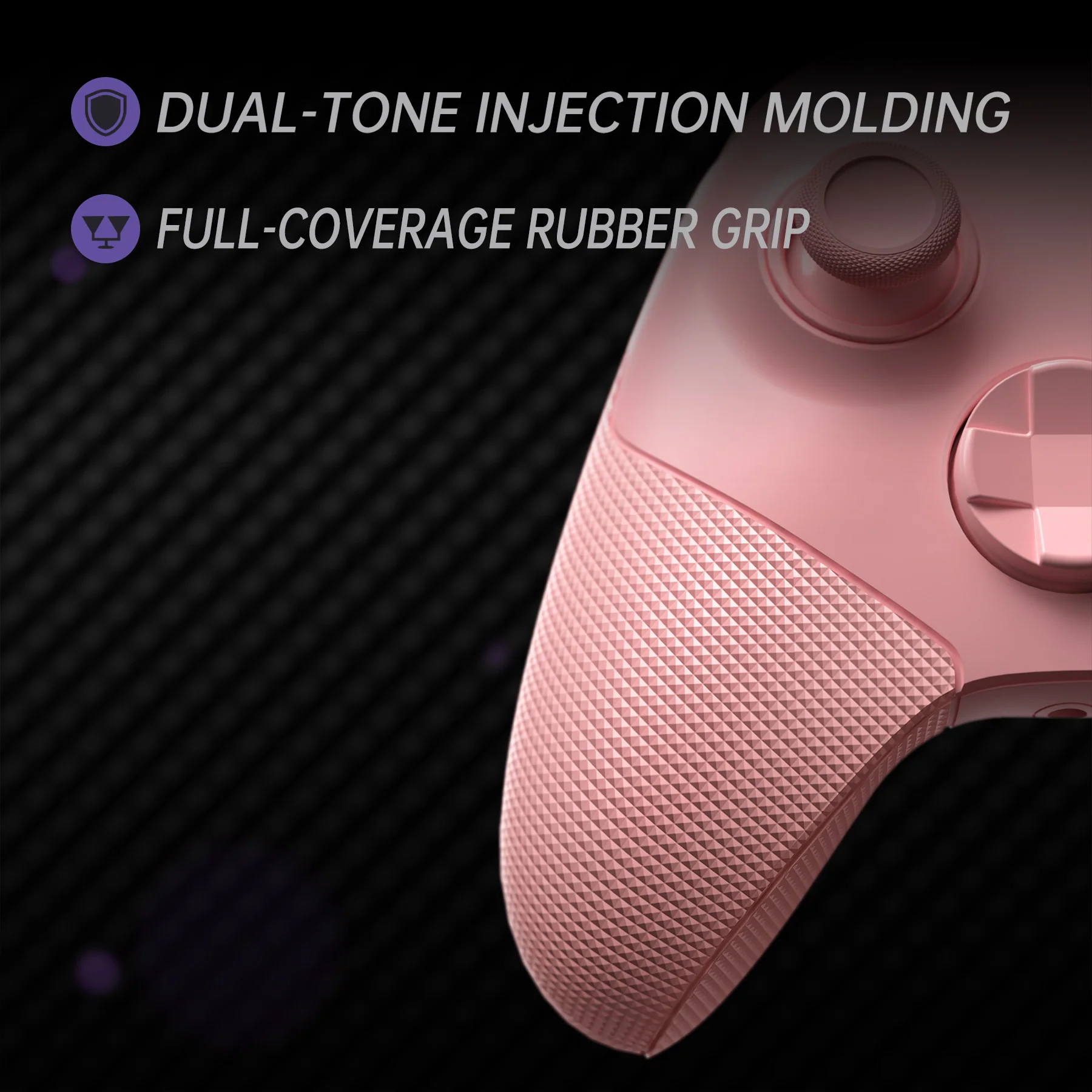 eXtremeRate ASR Version Performance Redesigned Full Set Shell Buttons with Ergonomic Trigger Stop Rubberized Grip for Xbox Series X/S Controller & Xbox Core Controller - Diamond Textured Pale Red - Image 11