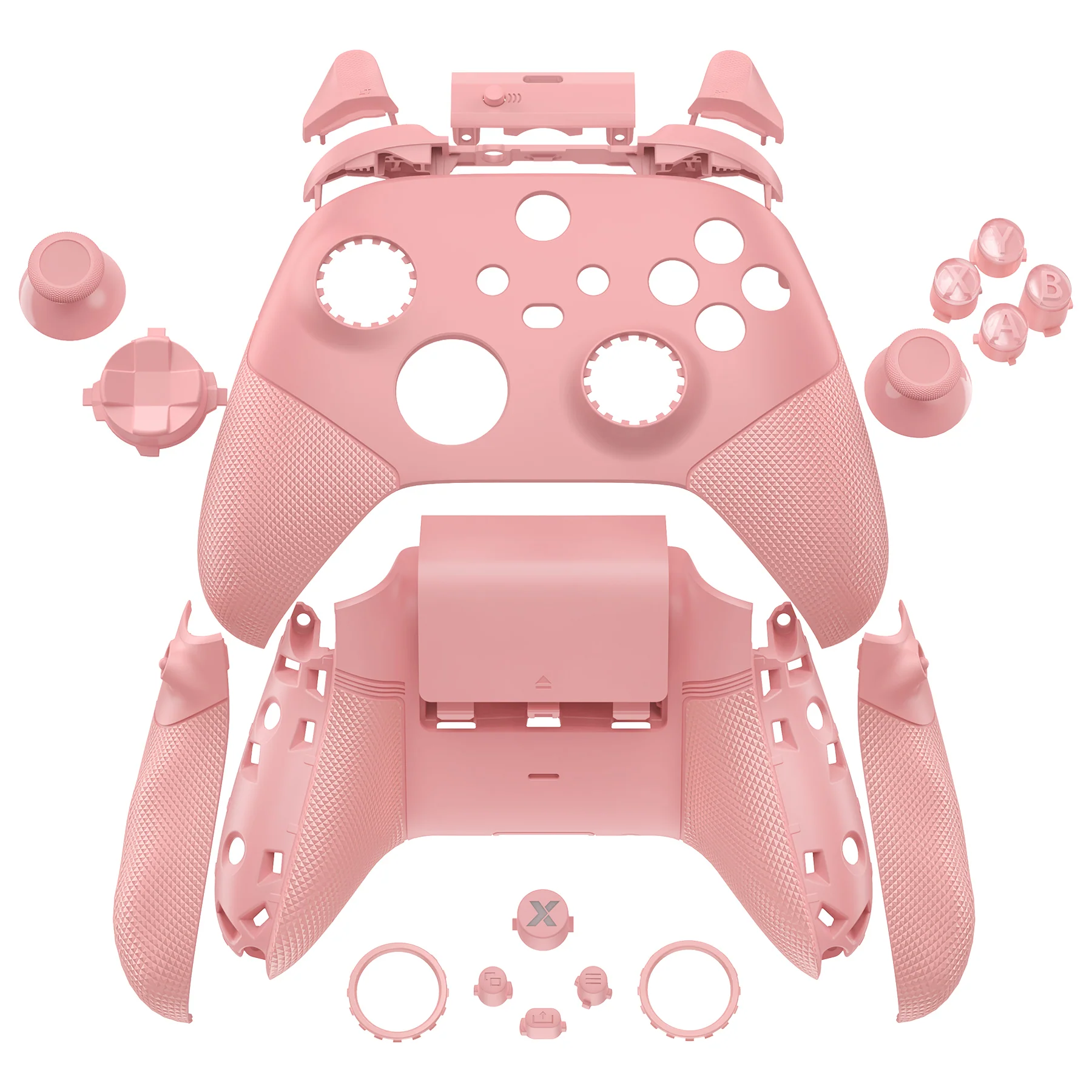 eXtremeRate ASR Version Performance Redesigned Full Set Shell Buttons with Ergonomic Trigger Stop Rubberized Grip for Xbox Series X/S Controller & Xbox Core Controller - Diamond Textured Pale Red - Image 2