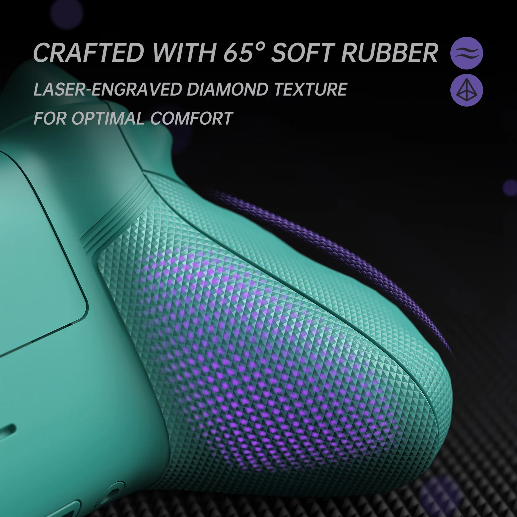 eXtremeRate ASR Version Performance Redesigned Full Set Shell Buttons with Ergonomic Trigger Stop Rubberized Grip for Xbox Series X/S Controller & Xbox Core Controller - Diamond Textured Teal Green - Image 10