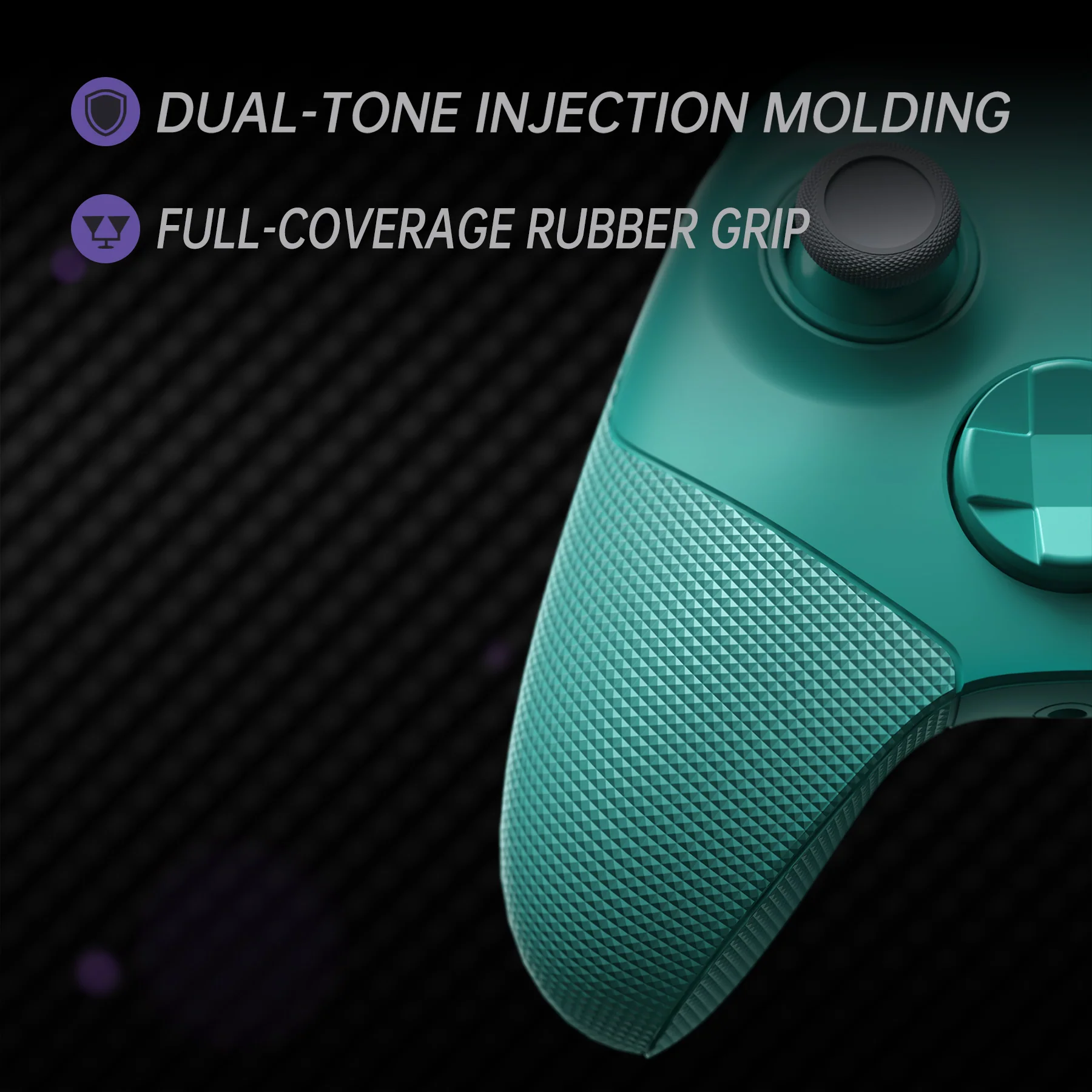 eXtremeRate ASR Version Performance Redesigned Full Set Shell Buttons with Ergonomic Trigger Stop Rubberized Grip for Xbox Series X/S Controller & Xbox Core Controller - Diamond Textured Teal Green - Image 11