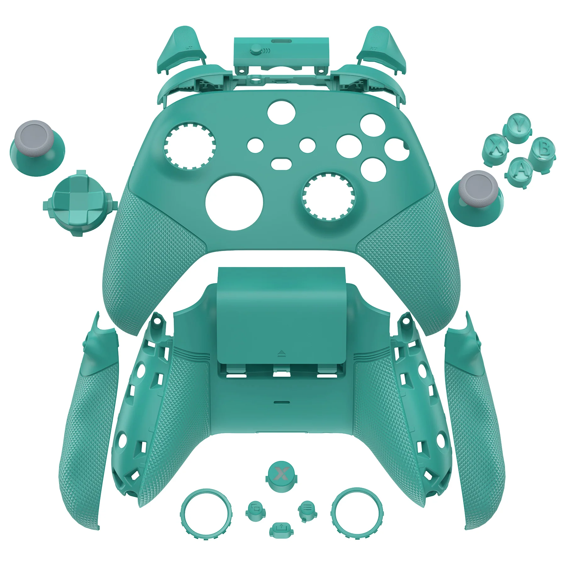 eXtremeRate ASR Version Performance Redesigned Full Set Shell Buttons with Ergonomic Trigger Stop Rubberized Grip for Xbox Series X/S Controller & Xbox Core Controller - Diamond Textured Teal Green - Image 2