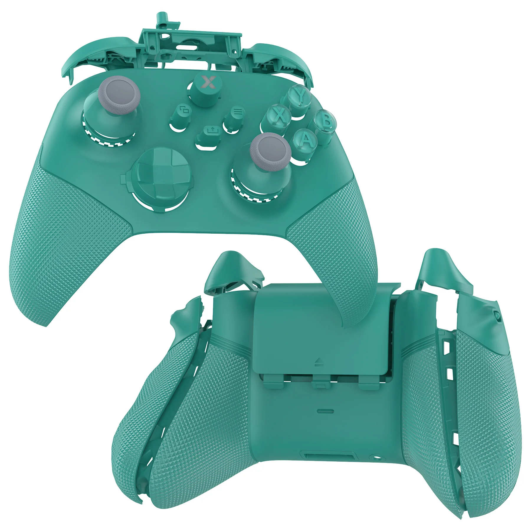 eXtremeRate ASR Version Performance Redesigned Full Set Shell Buttons with Ergonomic Trigger Stop Rubberized Grip for Xbox Series X/S Controller & Xbox Core Controller - Diamond Textured Teal Green - Image 8