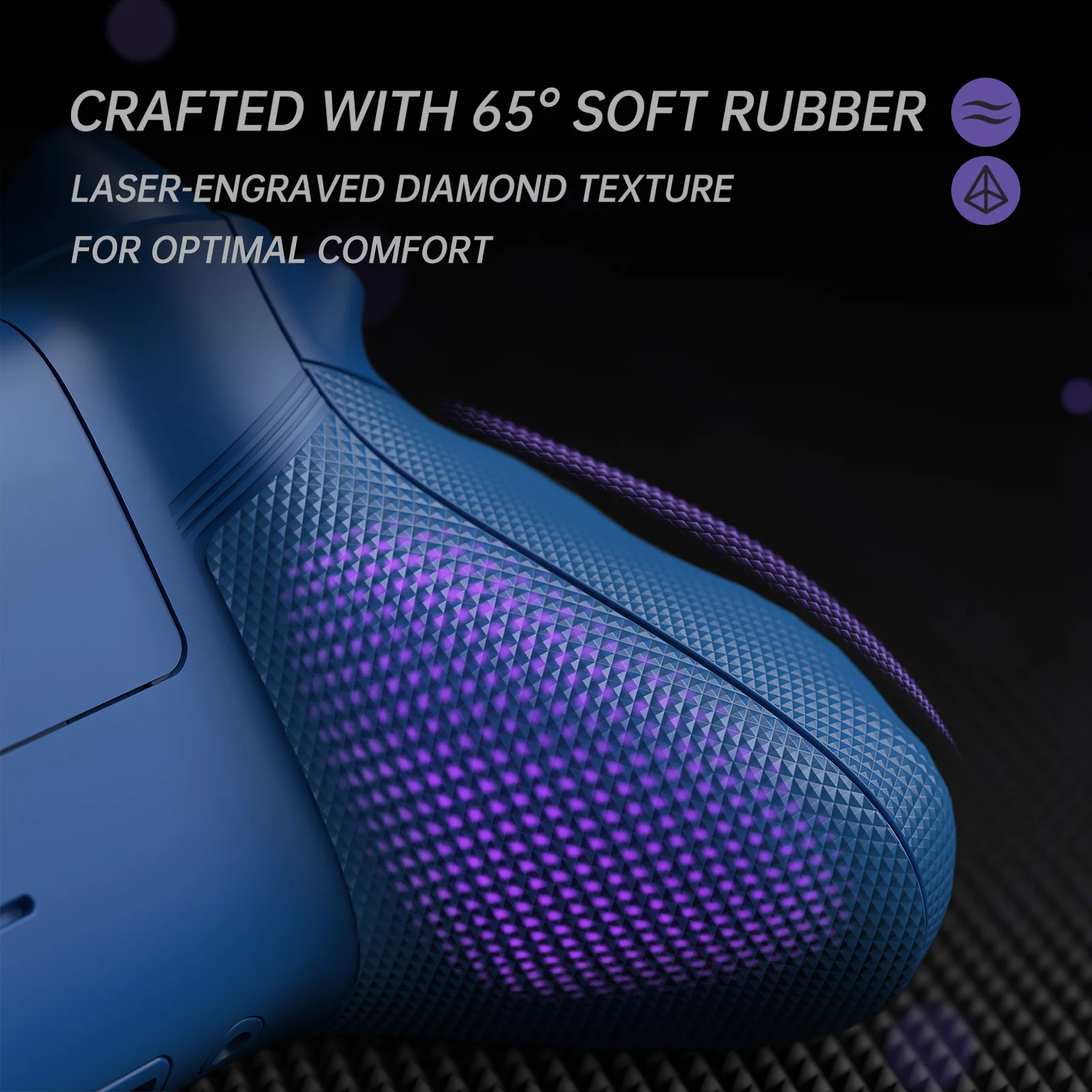 eXtremeRate ASR Version Performance Redesigned Full Set Shell Buttons with Ergonomic Trigger Stop Rubberized Grip for Xbox Series X/S Controller & Xbox Core Controller - Diamond Textured Yale Blue - Image 10
