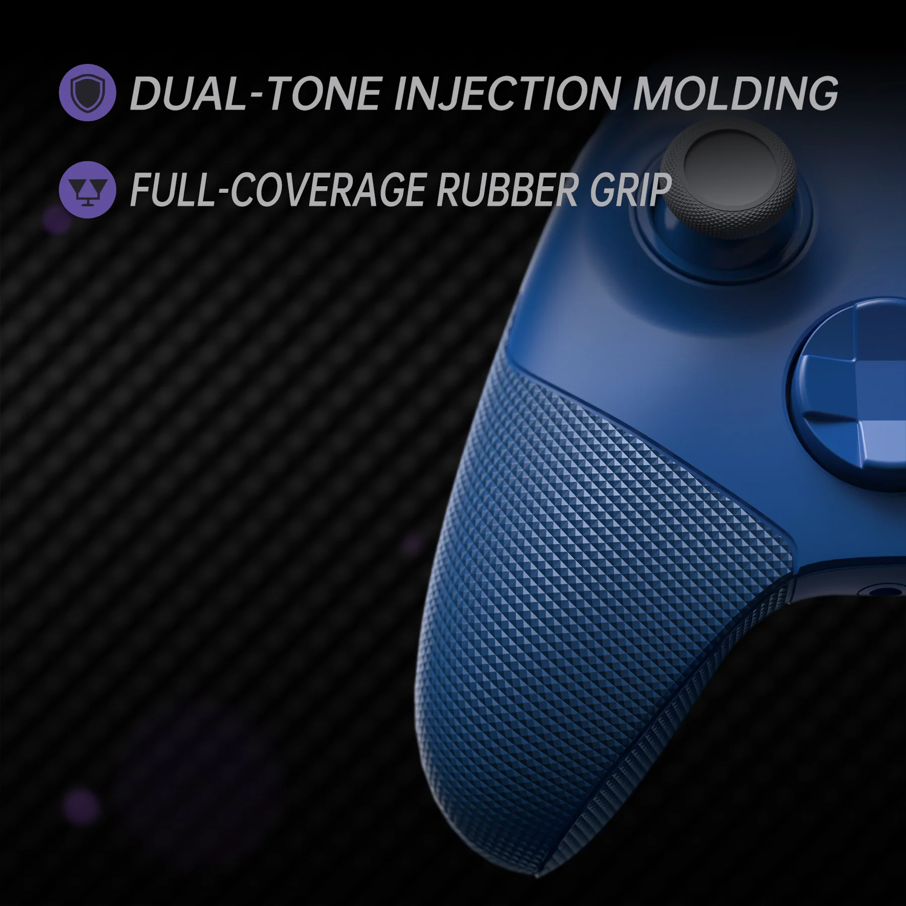 eXtremeRate ASR Version Performance Redesigned Full Set Shell Buttons with Ergonomic Trigger Stop Rubberized Grip for Xbox Series X/S Controller & Xbox Core Controller - Diamond Textured Yale Blue - Image 11