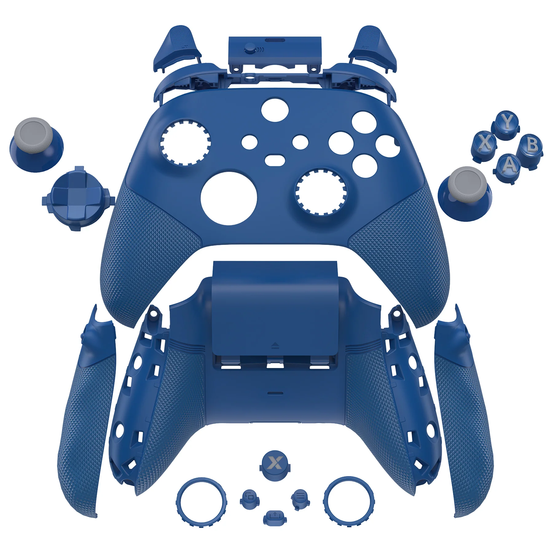 eXtremeRate ASR Version Performance Redesigned Full Set Shell Buttons with Ergonomic Trigger Stop Rubberized Grip for Xbox Series X/S Controller & Xbox Core Controller - Diamond Textured Yale Blue - Image 2
