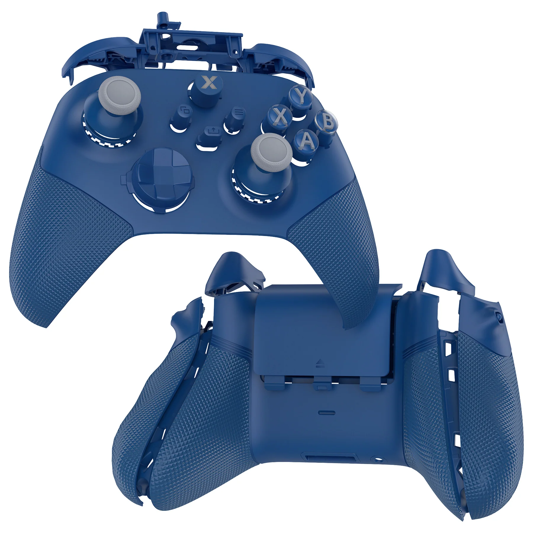 eXtremeRate ASR Version Performance Redesigned Full Set Shell Buttons with Ergonomic Trigger Stop Rubberized Grip for Xbox Series X/S Controller & Xbox Core Controller - Diamond Textured Yale Blue - Image 8