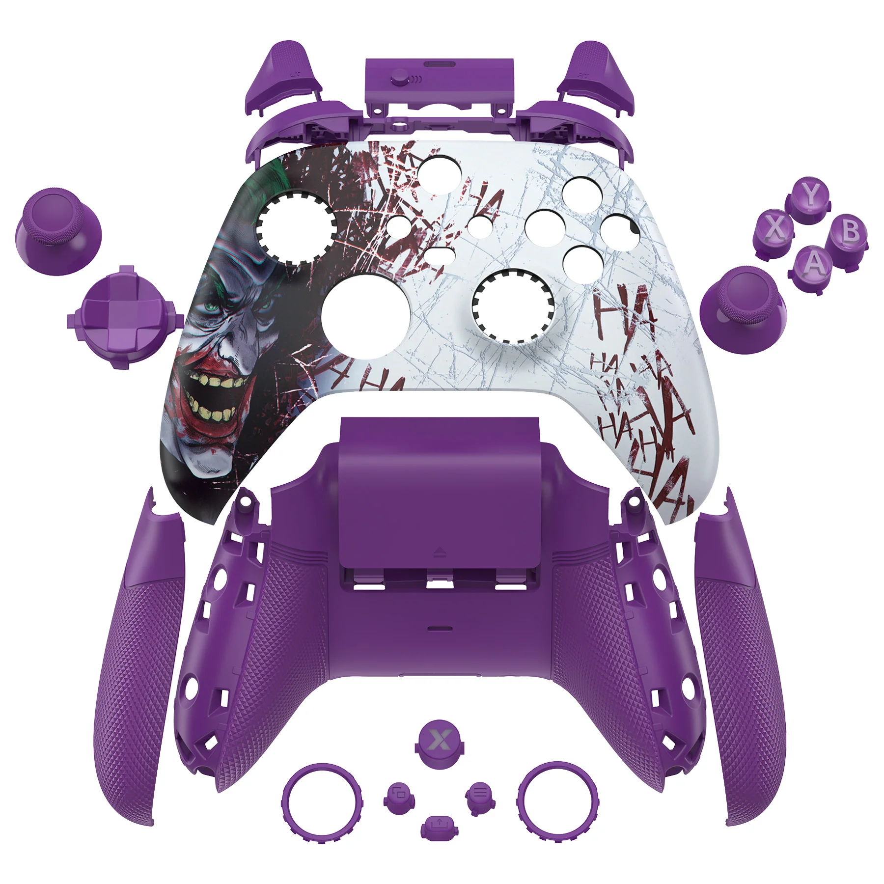 eXtremeRate ASR Version Performance Rubberized Full Set Shell Buttons with Redesigned Grip Diamond Texture Handles Backplate Case for Xbox Series X/S Controller & Xbox Core Controller - Clown HAHAHA - Image 2