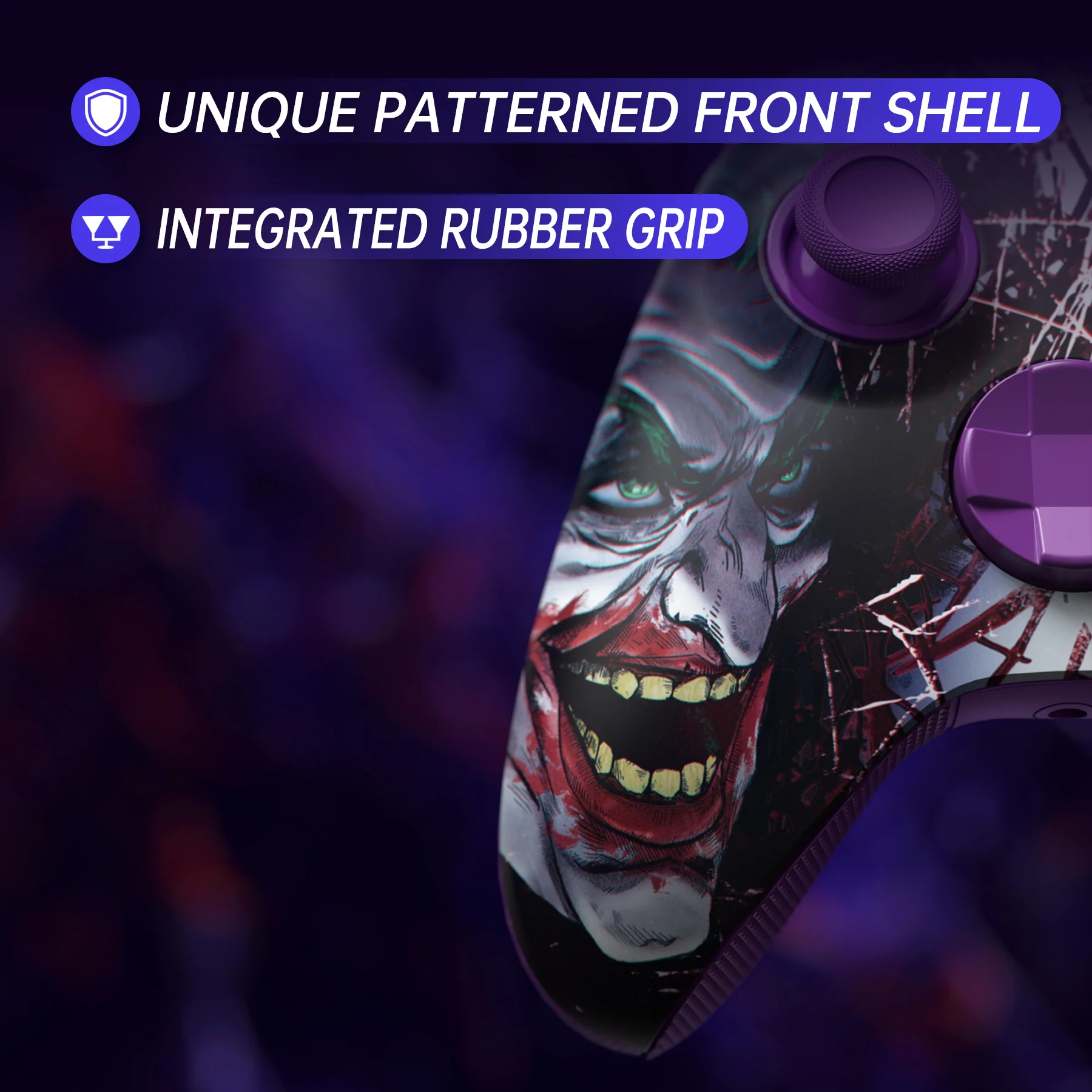 eXtremeRate ASR Version Performance Rubberized Full Set Shell Buttons with Redesigned Grip Diamond Texture Handles Backplate Case for Xbox Series X/S Controller & Xbox Core Controller - Clown HAHAHA - Image 9