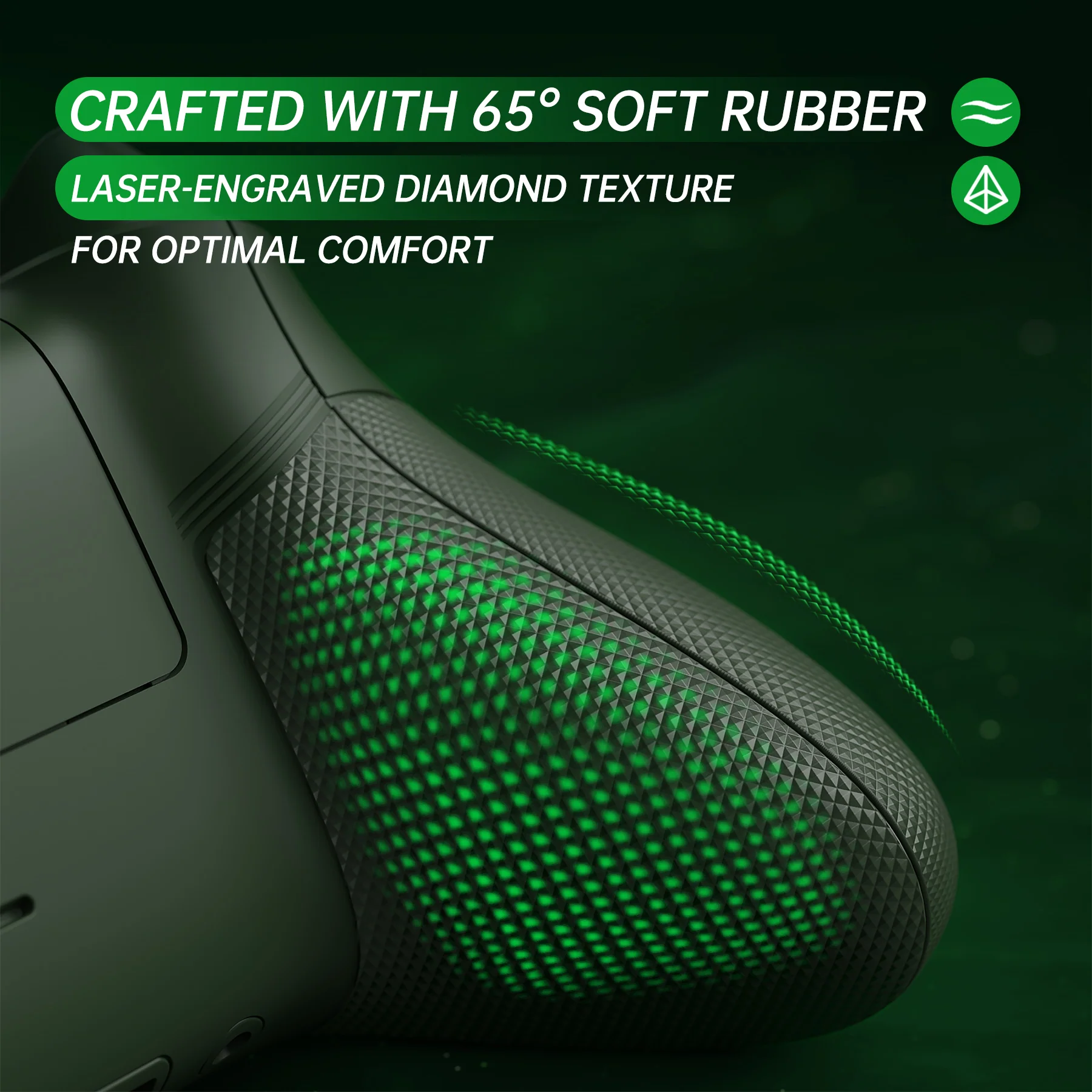 eXtremeRate ASR Version Performance Rubberized Full Set Shell Buttons with Redesigned Grip Diamond Texture Handles Backplate Case for Xbox Series X/S Controller & Xbox Core Controller - Dark Carnival - Image 10