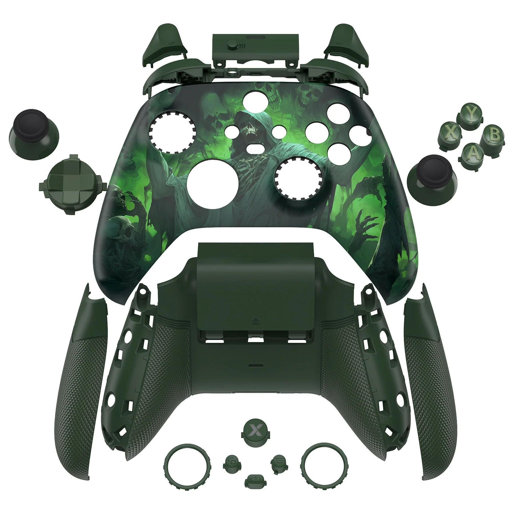 eXtremeRate ASR Version Performance Rubberized Full Set Shell Buttons with Redesigned Grip Diamond Texture Handles Backplate Case for Xbox Series X/S Controller & Xbox Core Controller - Dark Carnival - Image 2