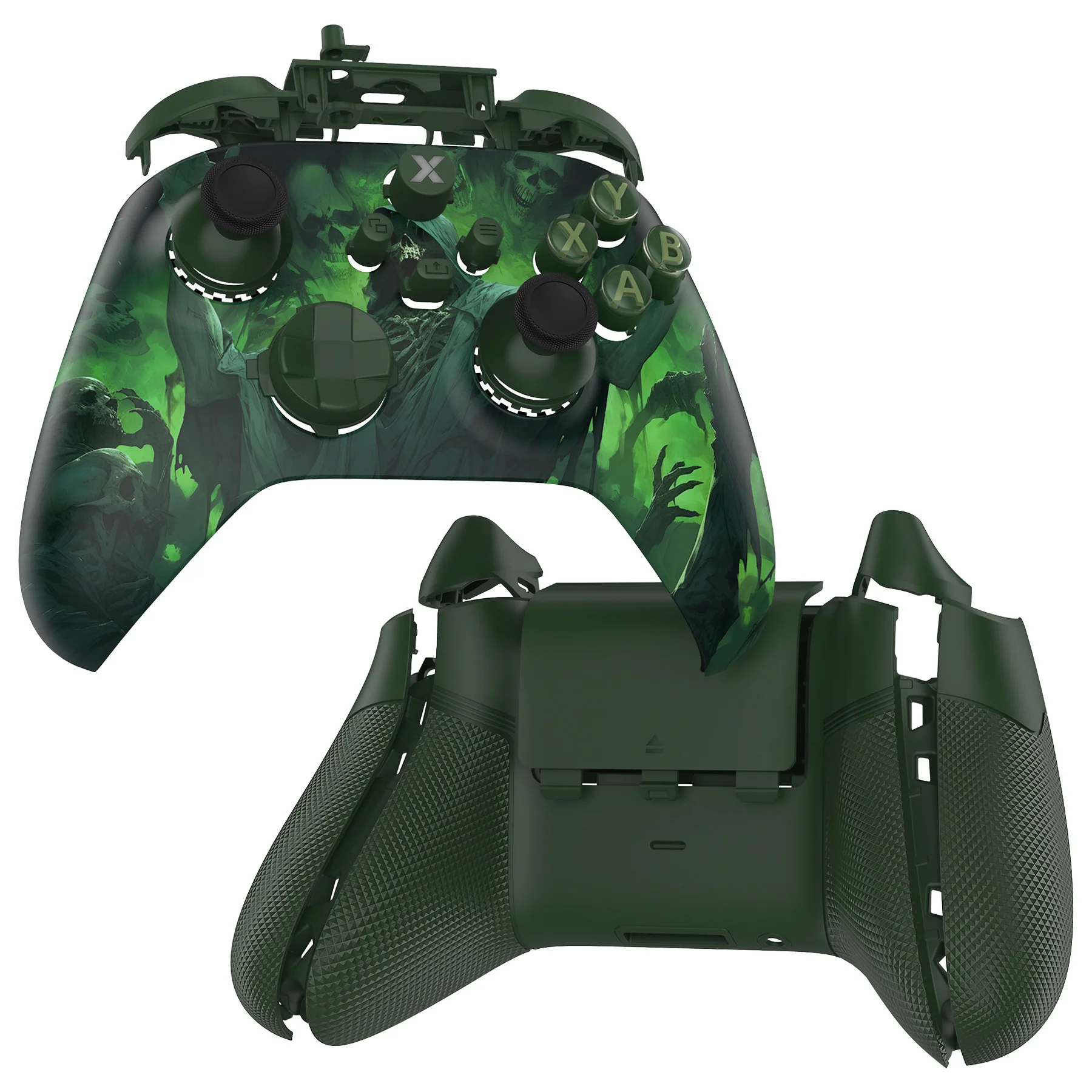 eXtremeRate ASR Version Performance Rubberized Full Set Shell Buttons with Redesigned Grip Diamond Texture Handles Backplate Case for Xbox Series X/S Controller & Xbox Core Controller - Dark Carnival - Image 8