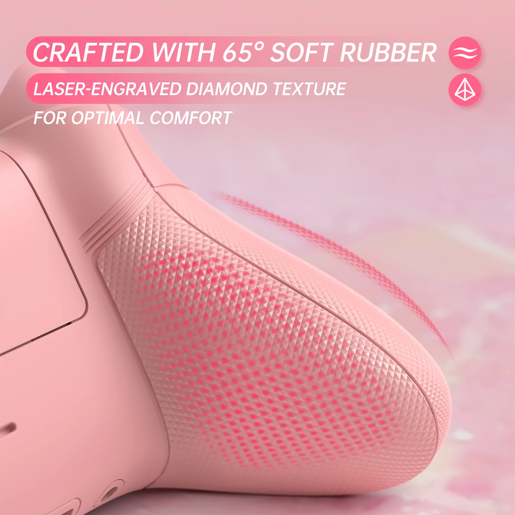 eXtremeRate ASR Version Performance Rubberized Full Set Shell Buttons with Redesigned Grip Diamond Texture Handles Backplate Case for Xbox Series X/S Controller & Xbox Core Controller - Pinky Jellyfish Heaven - Image 10