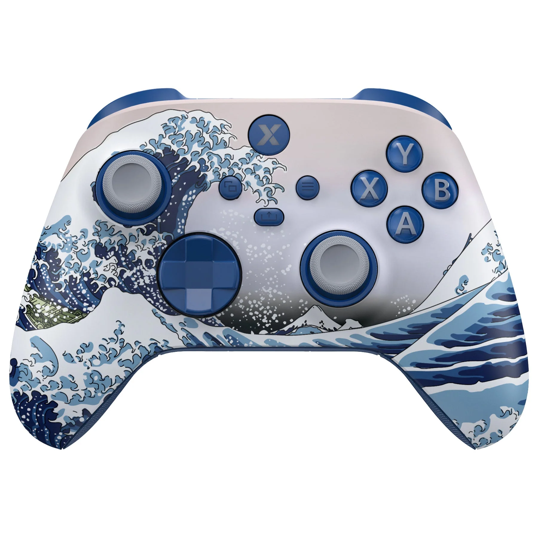 eXtremeRate ASR Version Performance Rubberized Full Set Shell Buttons with Redesigned Grip Diamond Texture Handles Backplate Case for Xbox Series X/S Controller & Xbox Core Controller - The Great Wave - Image 4