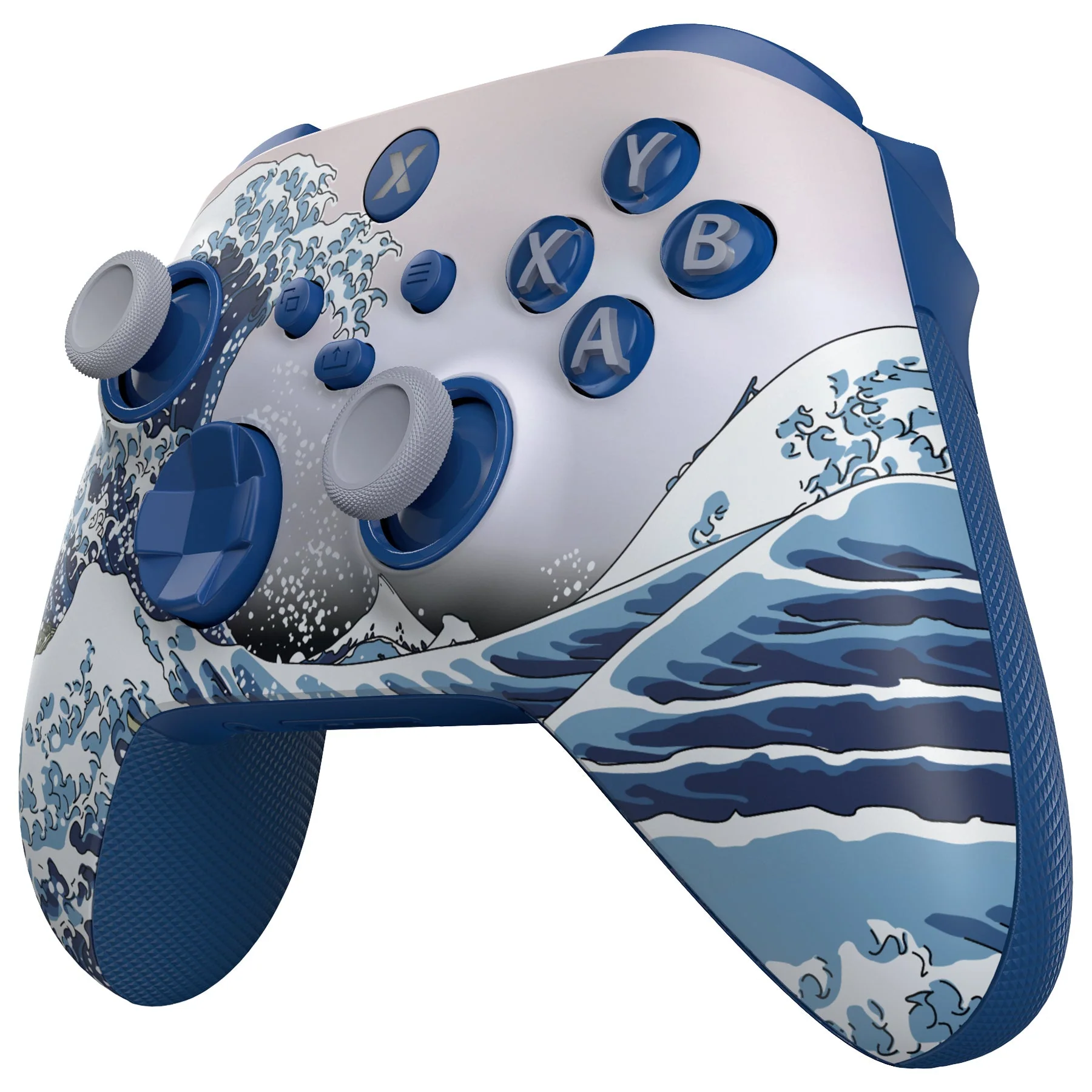 eXtremeRate ASR Version Performance Rubberized Full Set Shell Buttons with Redesigned Grip Diamond Texture Handles Backplate Case for Xbox Series X/S Controller & Xbox Core Controller - The Great Wave - Image 5
