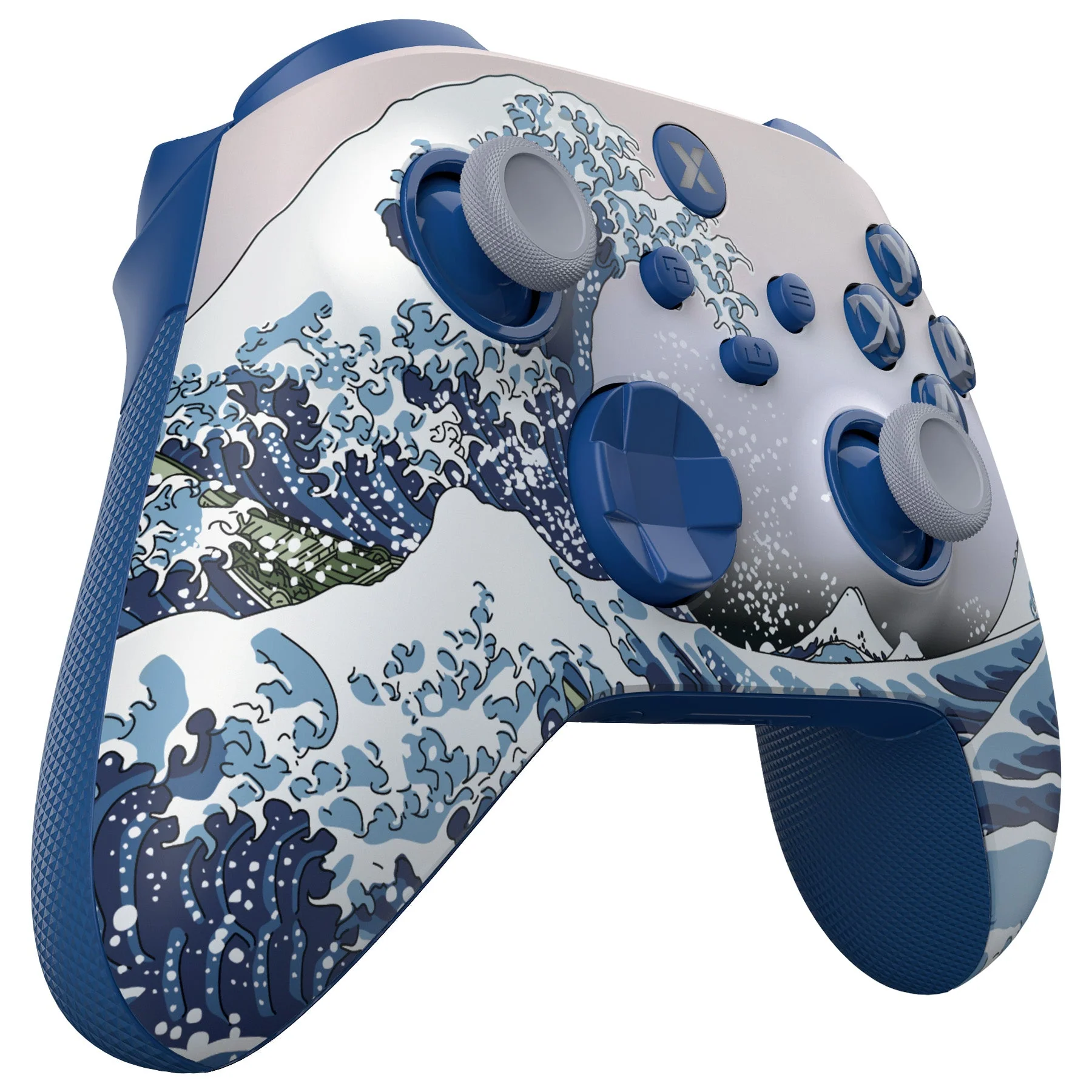 eXtremeRate ASR Version Performance Rubberized Full Set Shell Buttons with Redesigned Grip Diamond Texture Handles Backplate Case for Xbox Series X/S Controller & Xbox Core Controller - The Great Wave - Image 6
