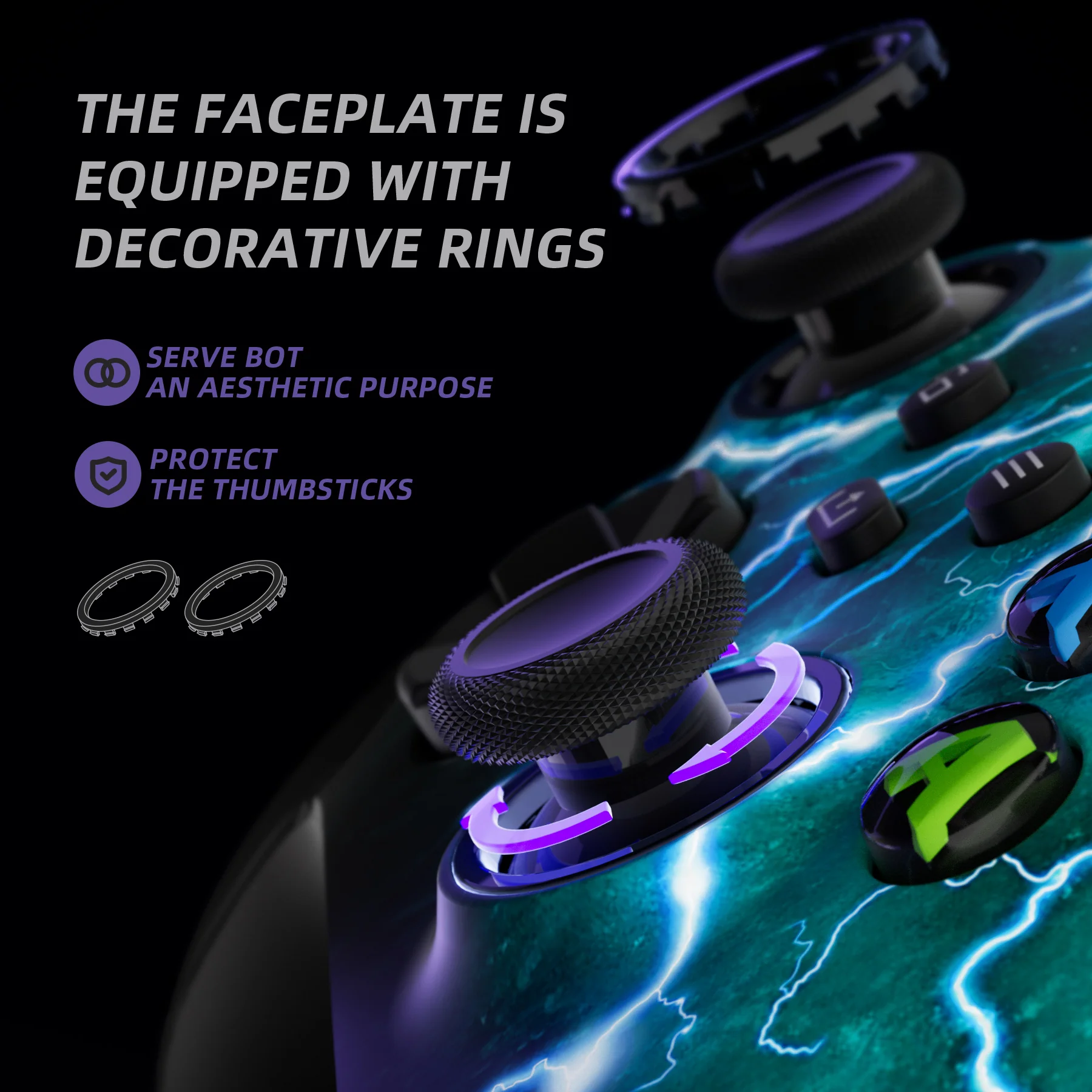 eXtremeRate ASR Version Performance Rubberized Grip Front Housing Shell with Accent Rings for Xbox Series X & S Controller - Green Storm Thunder - Image 5