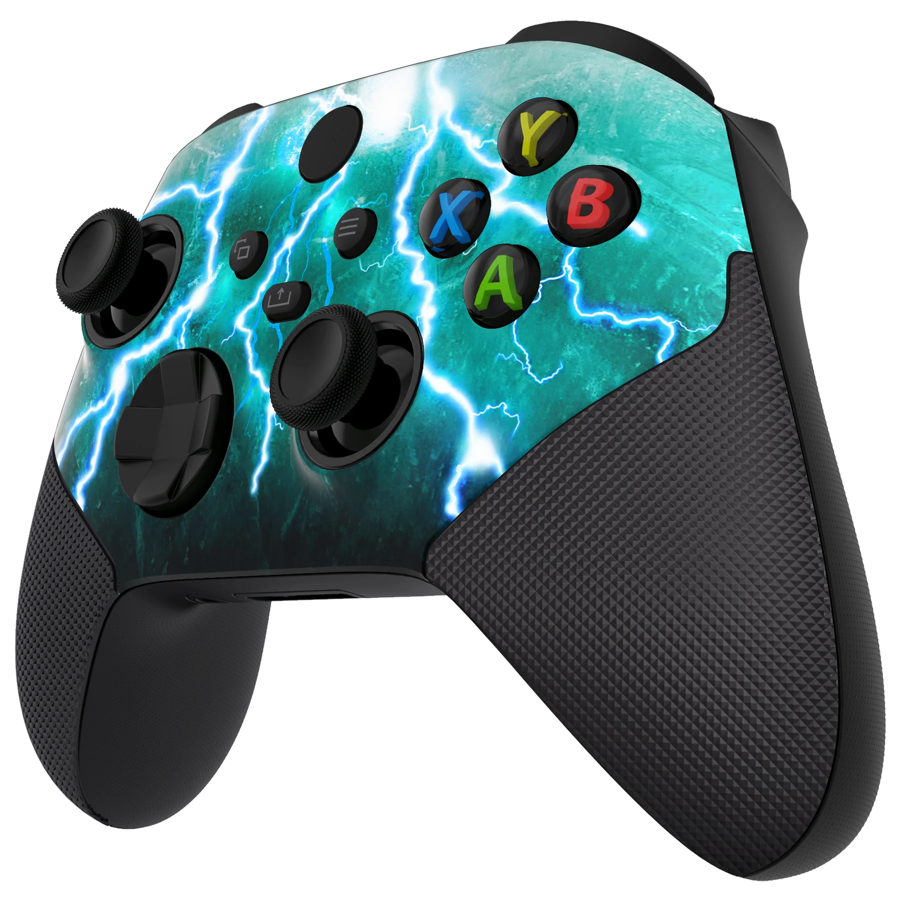 eXtremeRate ASR Version Performance Rubberized Grip Front Housing Shell with Accent Rings for Xbox Series X & S Controller - Green Storm Thunder - Image 7