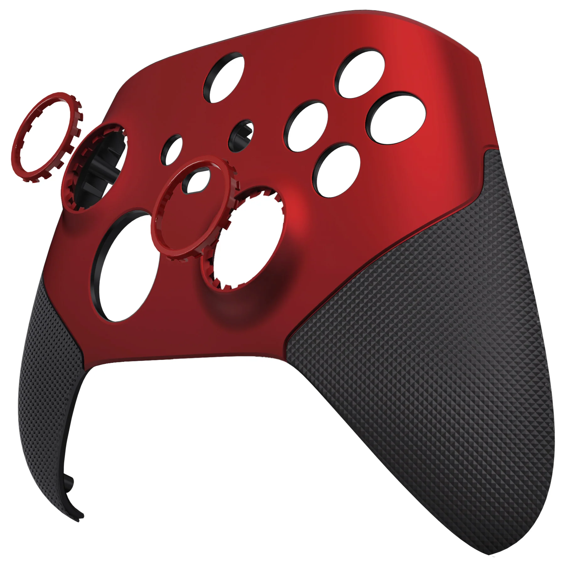 eXtremeRate ASR Version Performance Rubberized Grip Front Housing Shell with Accent Rings for Xbox Series X & S Controller - Scarlet Red & Black - Image 11