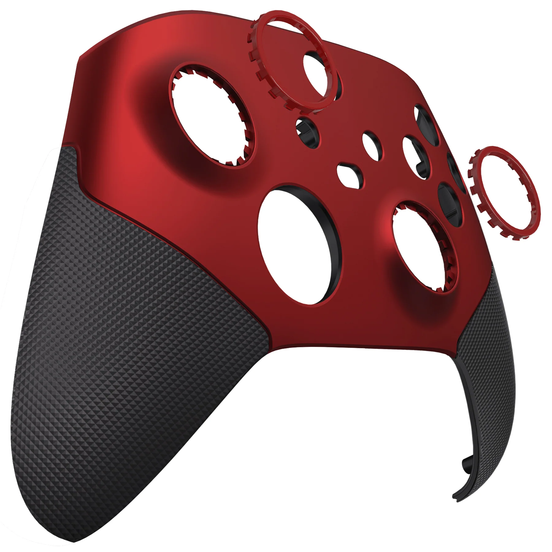 eXtremeRate ASR Version Performance Rubberized Grip Front Housing Shell with Accent Rings for Xbox Series X & S Controller - Scarlet Red & Black - Image 12