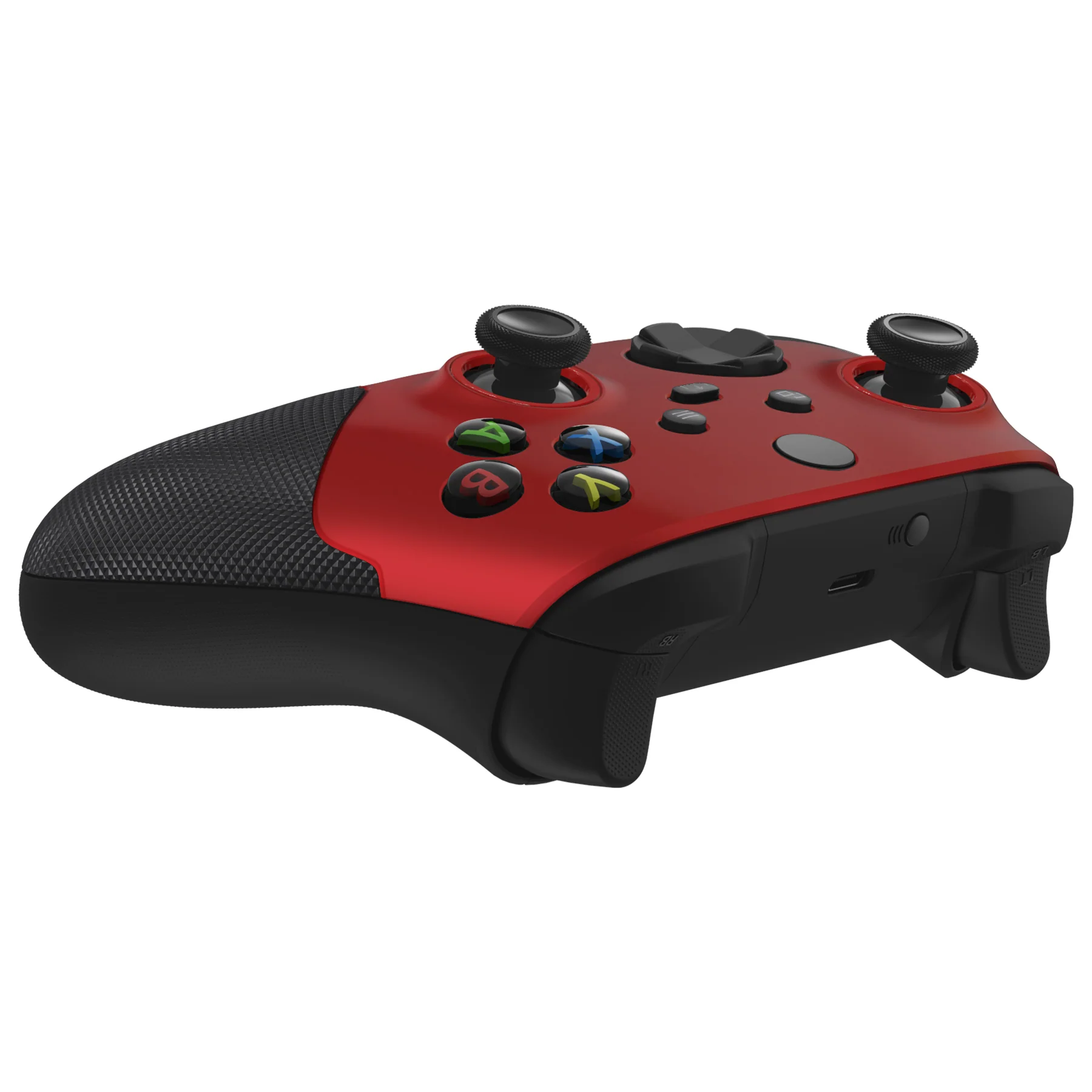eXtremeRate ASR Version Performance Rubberized Grip Front Housing Shell with Accent Rings for Xbox Series X & S Controller - Scarlet Red & Black - Image 9