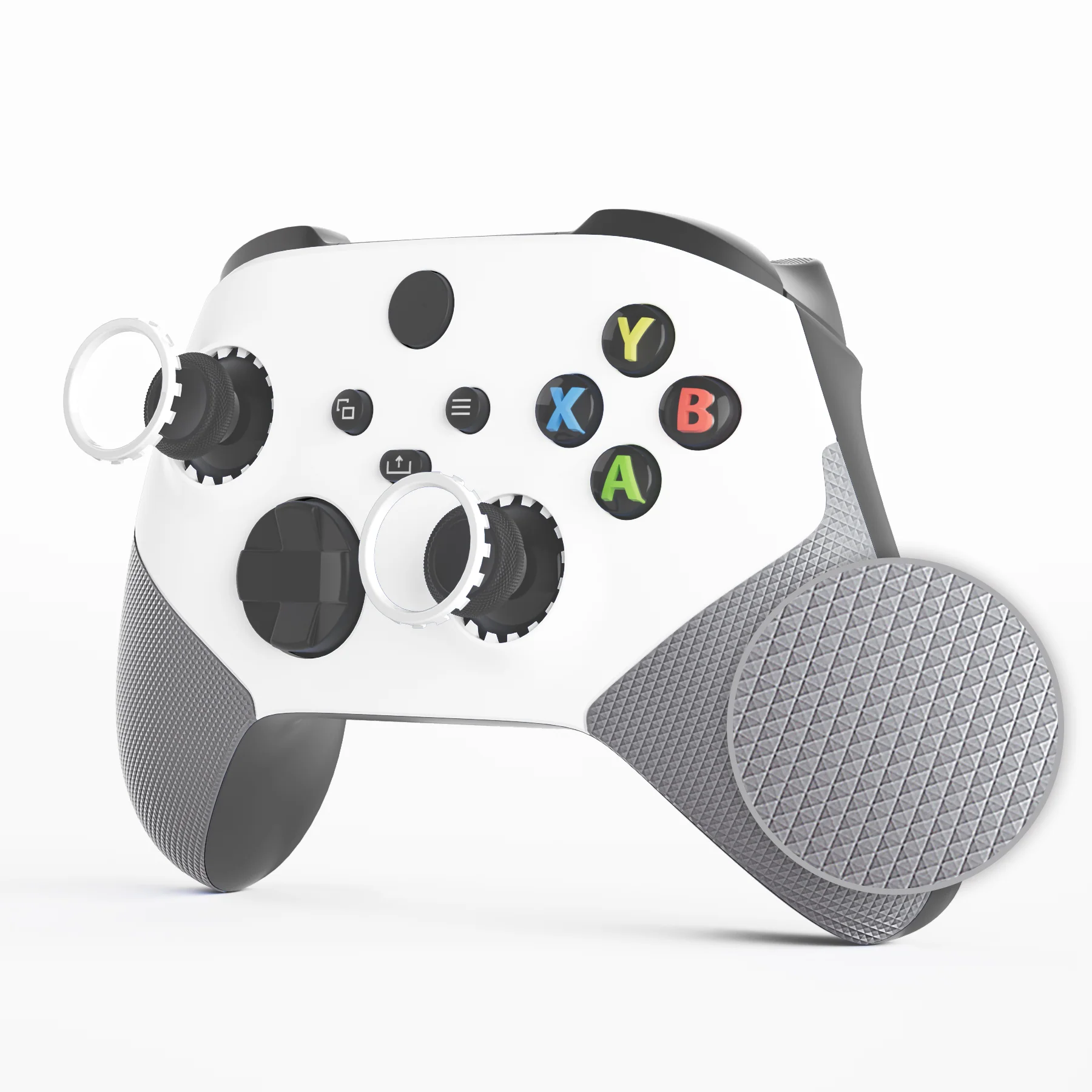 eXtremeRate ASR Version Performance Rubberized Grip Front Housing Shell with Accent Rings for Xbox Series X & S Controller - White & Gray - Image 4