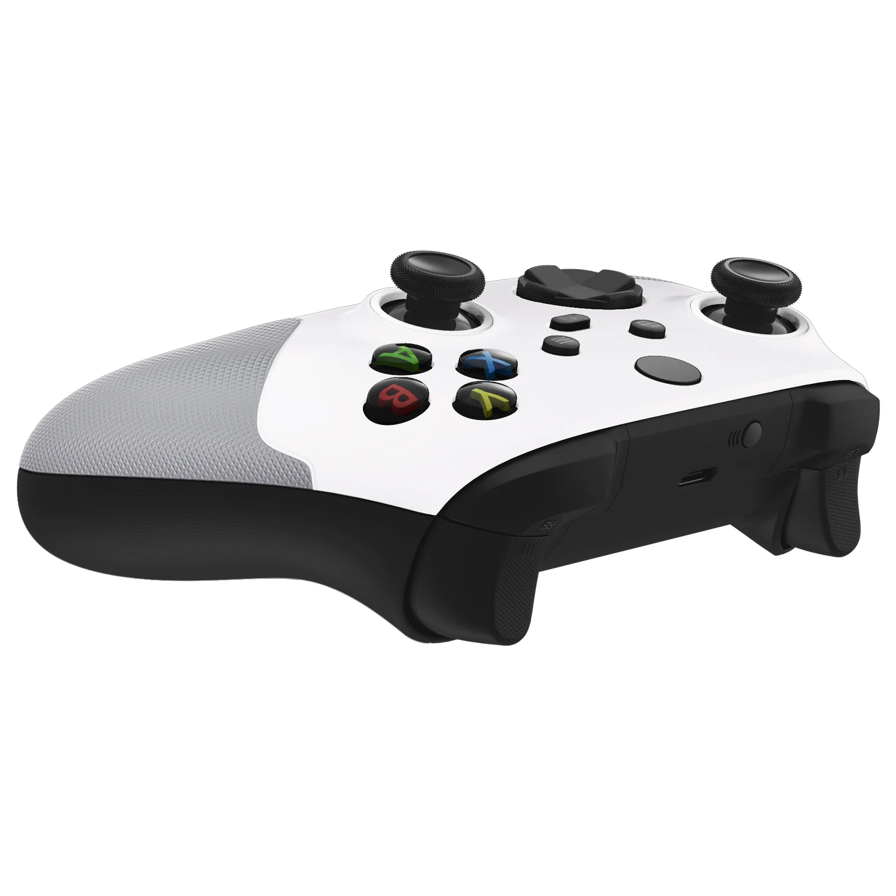 eXtremeRate ASR Version Performance Rubberized Grip Front Housing Shell with Accent Rings for Xbox Series X & S Controller - White & Gray - Image 9