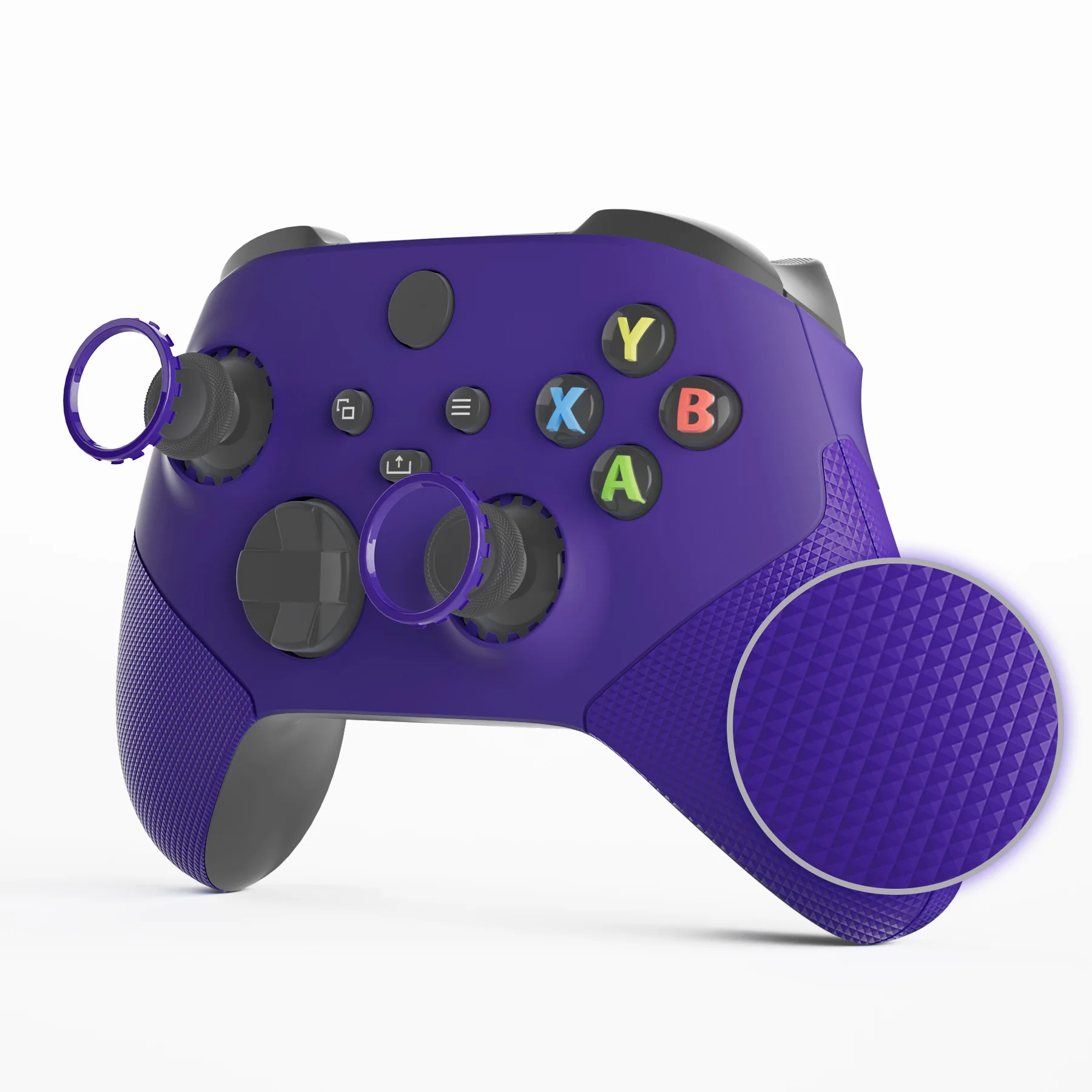 eXtremeRate ASR Version Performance Rubberized Side Rails Front Housing Shells with Accent Rings for Xbox Series X & S Controller - Purple - Image 4