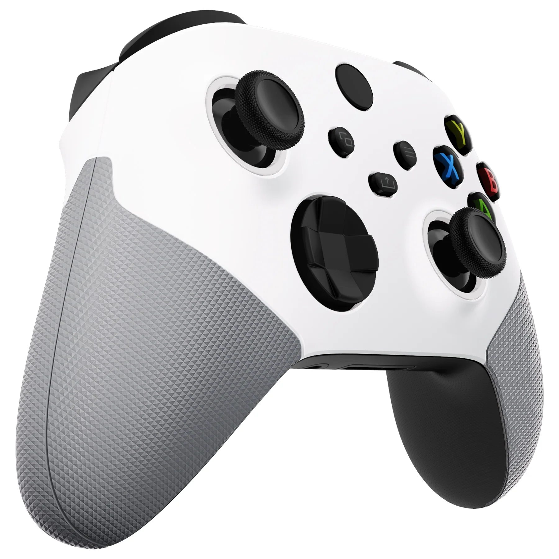 eXtremeRate ASR Version Performance Rubberized Side Rails Front Housing Shells with Accent Rings for Xbox Series X & S Controller - White & Gray - Image 10