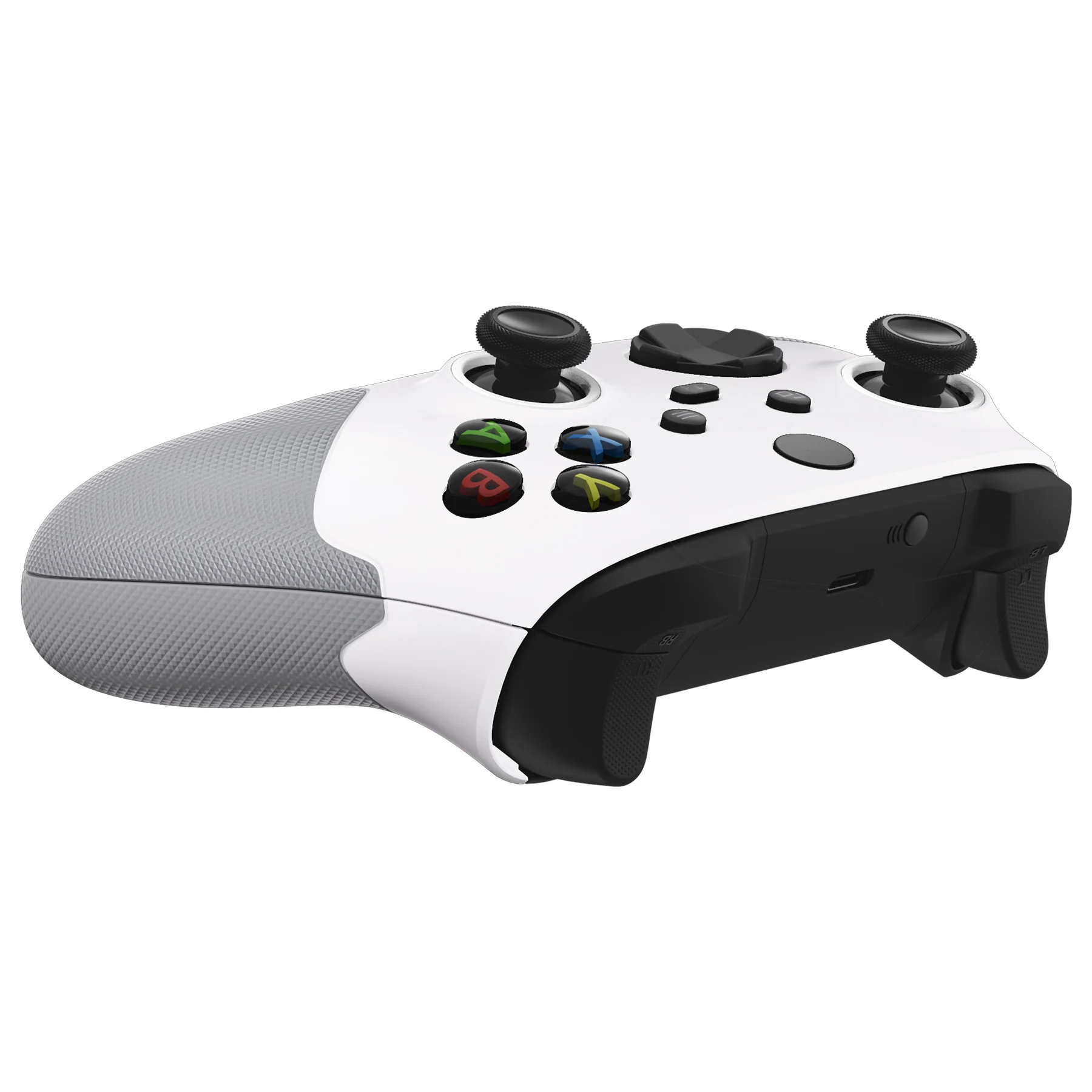 eXtremeRate ASR Version Performance Rubberized Side Rails Front Housing Shells with Accent Rings for Xbox Series X & S Controller - White & Gray - Image 11