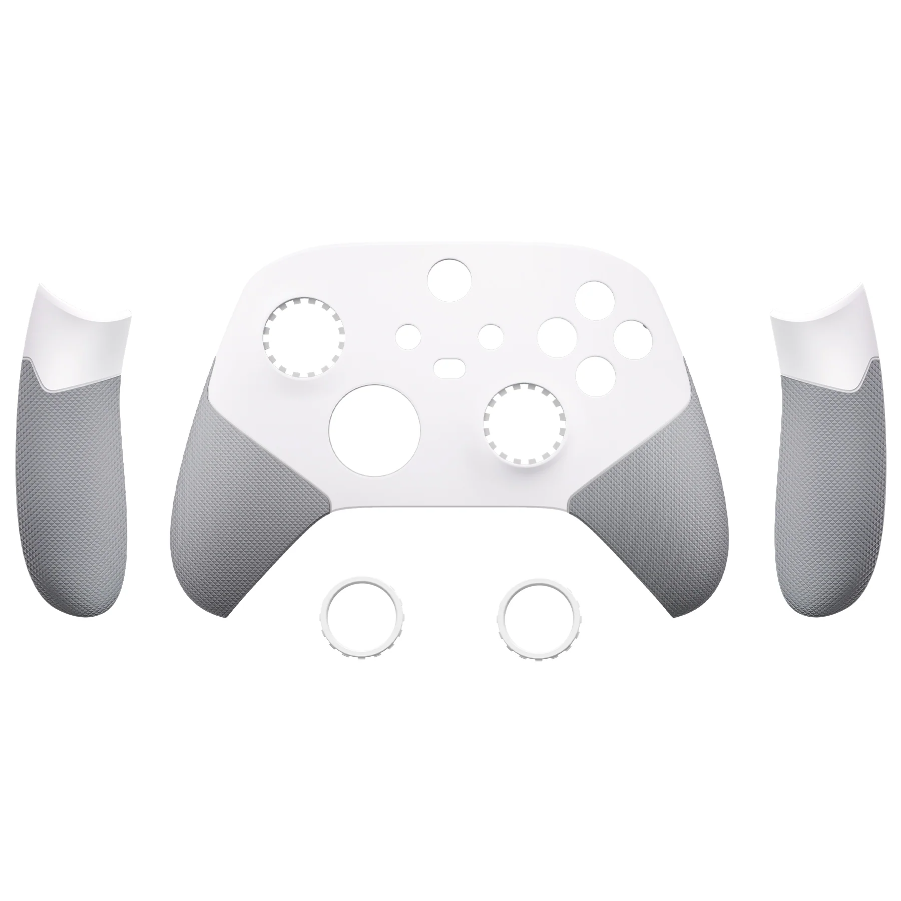 eXtremeRate ASR Version Performance Rubberized Side Rails Front Housing Shells with Accent Rings for Xbox Series X & S Controller - White & Gray - Image 7