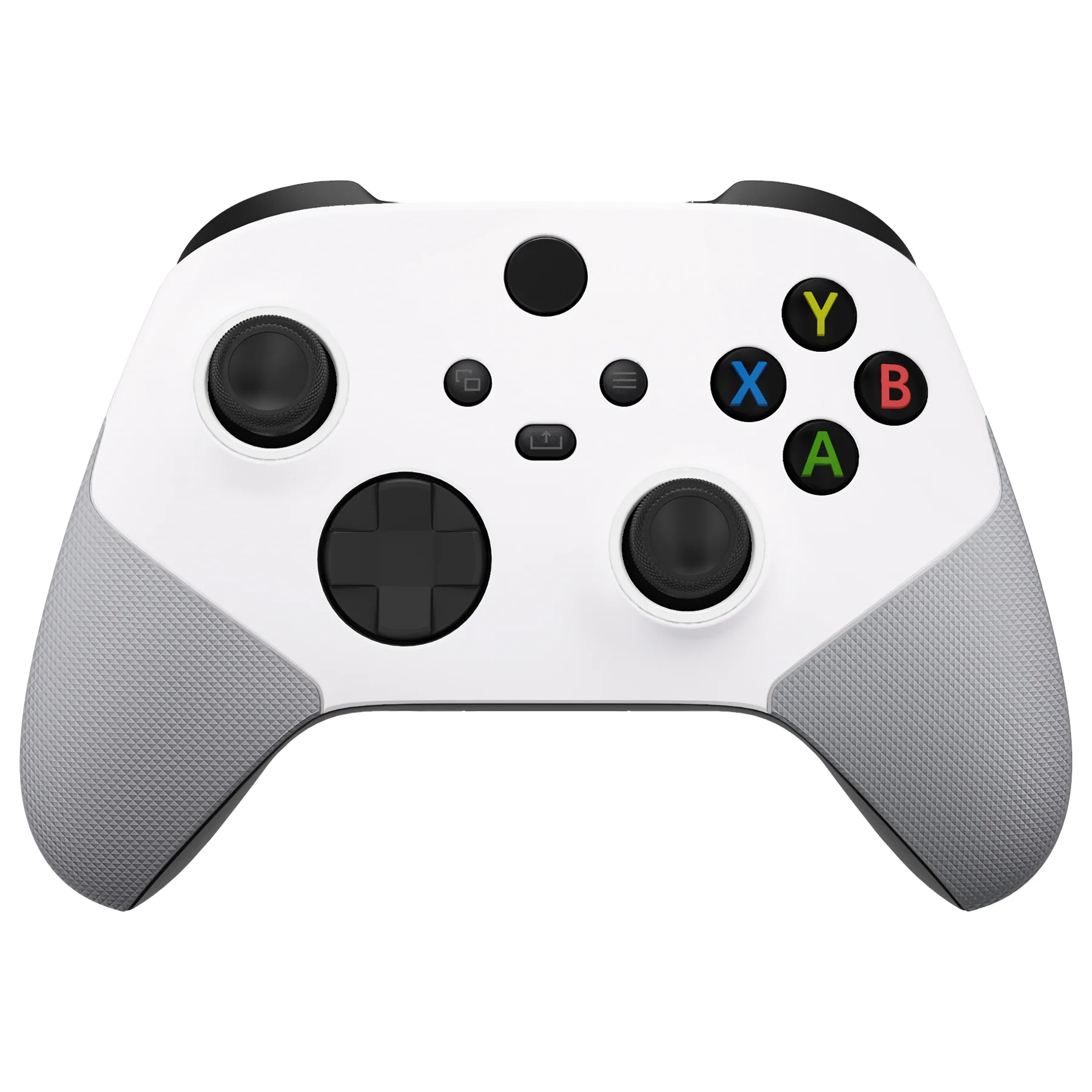 eXtremeRate ASR Version Performance Rubberized Side Rails Front Housing Shells with Accent Rings for Xbox Series X & S Controller - White & Gray - Image 8