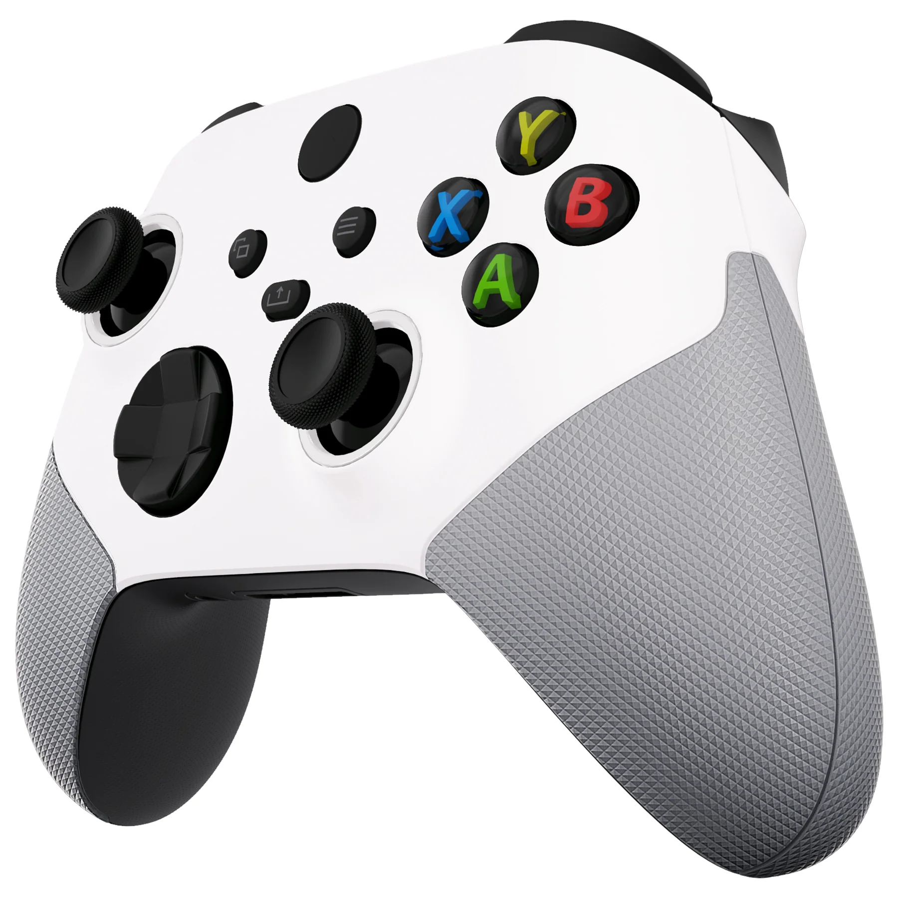 eXtremeRate ASR Version Performance Rubberized Side Rails Front Housing Shells with Accent Rings for Xbox Series X & S Controller - White & Gray - Image 9
