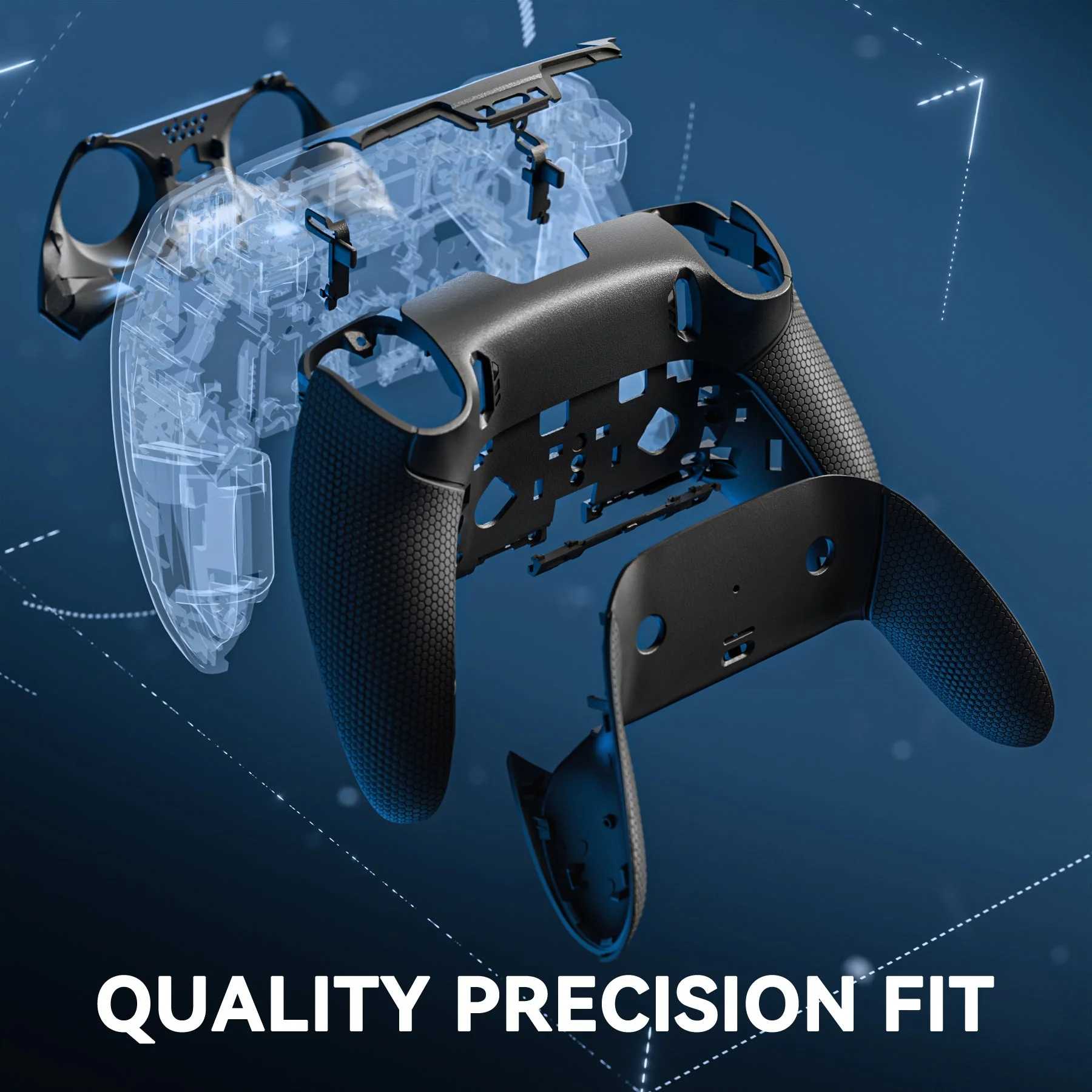eXtremeRate Beyond-ARC Bottom Shell Kit with Rubberised Grip for PS5 Edge Controller - Black - Image 6