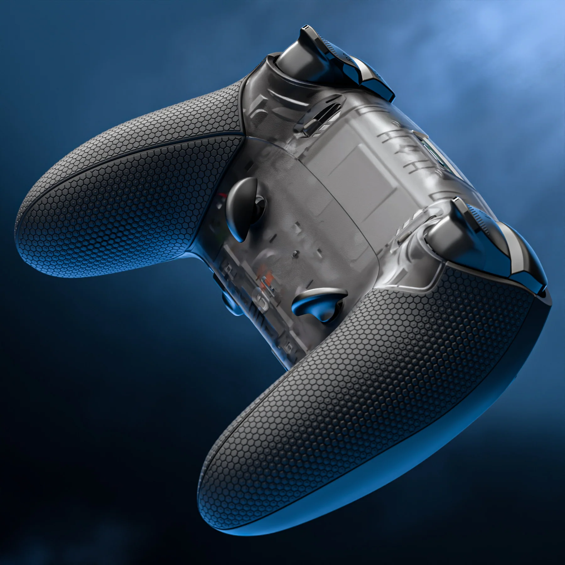 eXtremeRate Beyond-ARC Bottom Shell Kit with Rubberised Grip for PS5 Edge Controller - Clear & Black - Image 11
