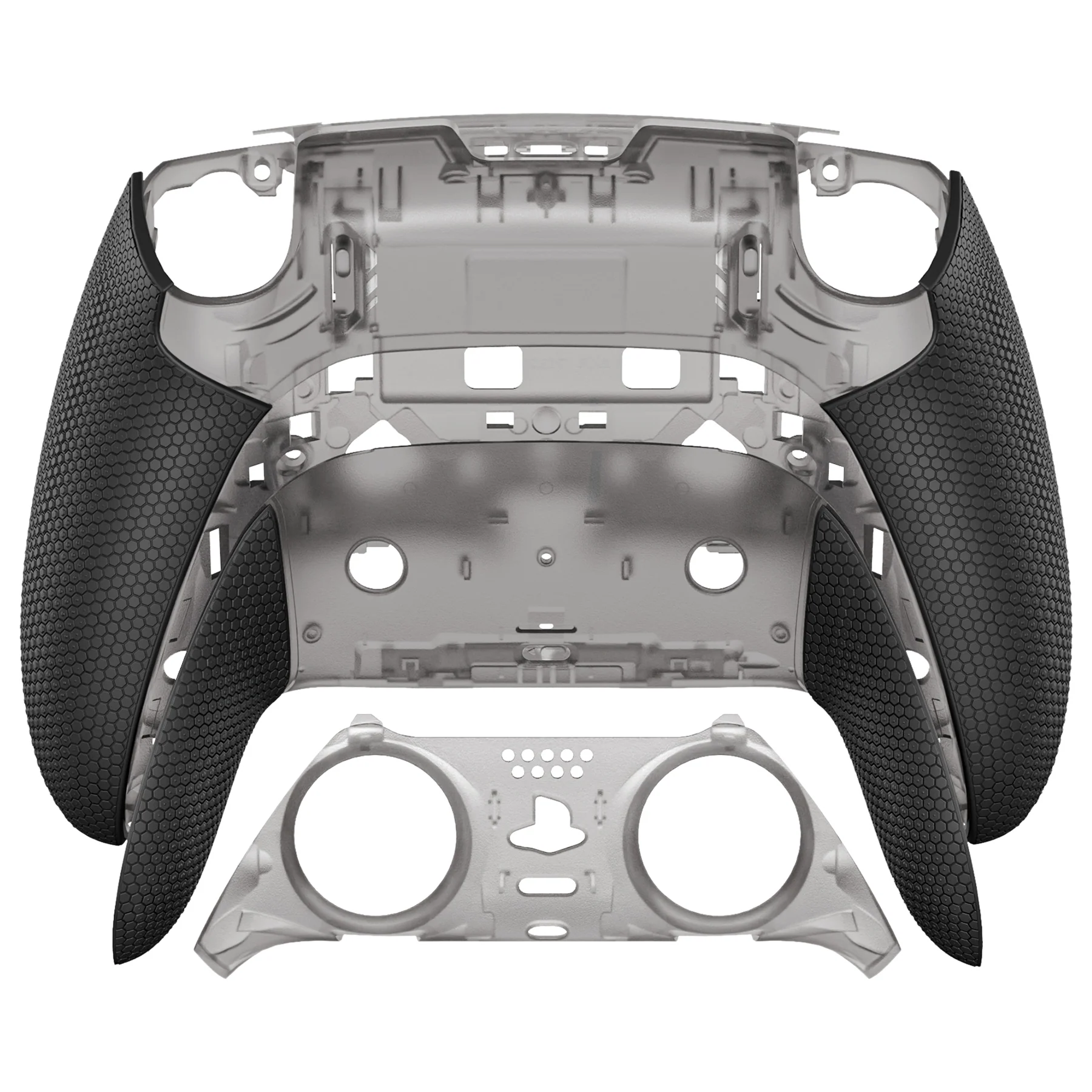 eXtremeRate Beyond-ARC Bottom Shell Kit with Rubberised Grip for PS5 Edge Controller - Clear & Black - Image 3