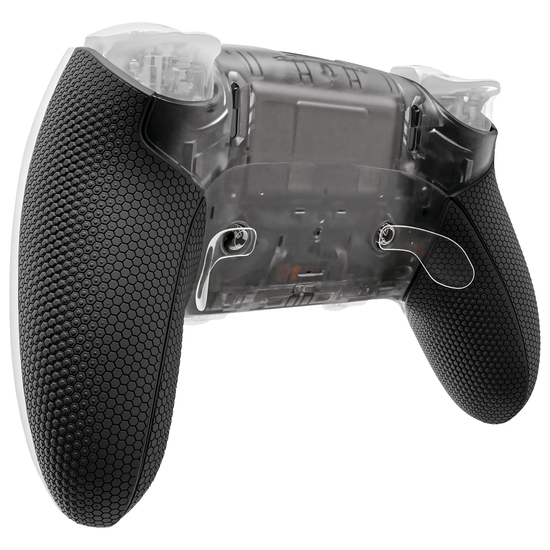 eXtremeRate Beyond-ARC Bottom Shell Kit with Rubberised Grip for PS5 Edge Controller - Clear & Black - Image 4