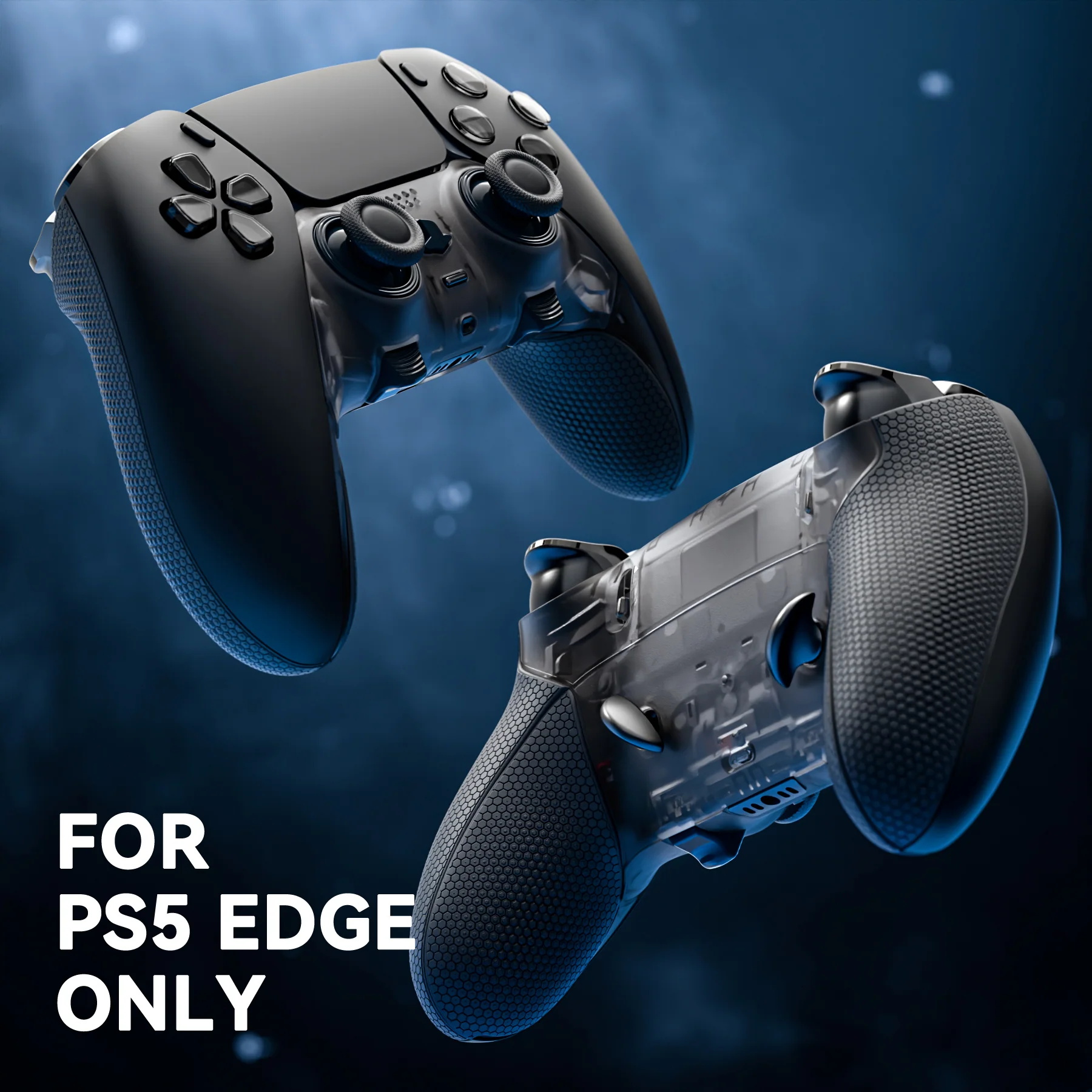 eXtremeRate Beyond-ARC Bottom Shell Kit with Rubberised Grip for PS5 Edge Controller - Clear & Black - Image 5