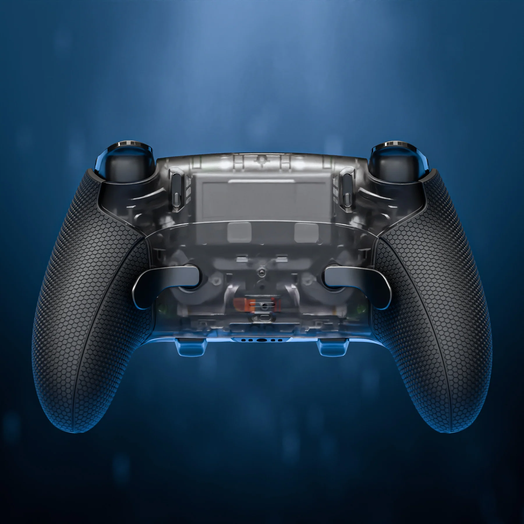 eXtremeRate Beyond-ARC Bottom Shell Kit with Rubberised Grip for PS5 Edge Controller - Clear & Black - Image 9