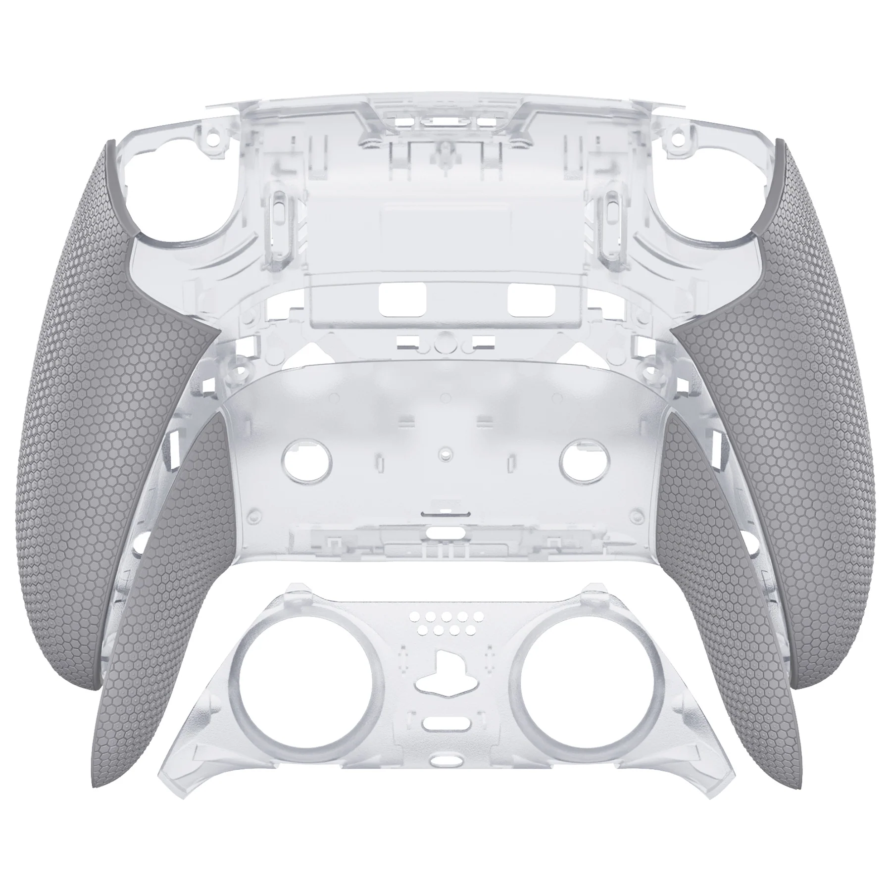 eXtremeRate Beyond-ARC Bottom Shell Kit with Rubberised Grip for PS5 Edge Controller - Clear & Gray - Image 3