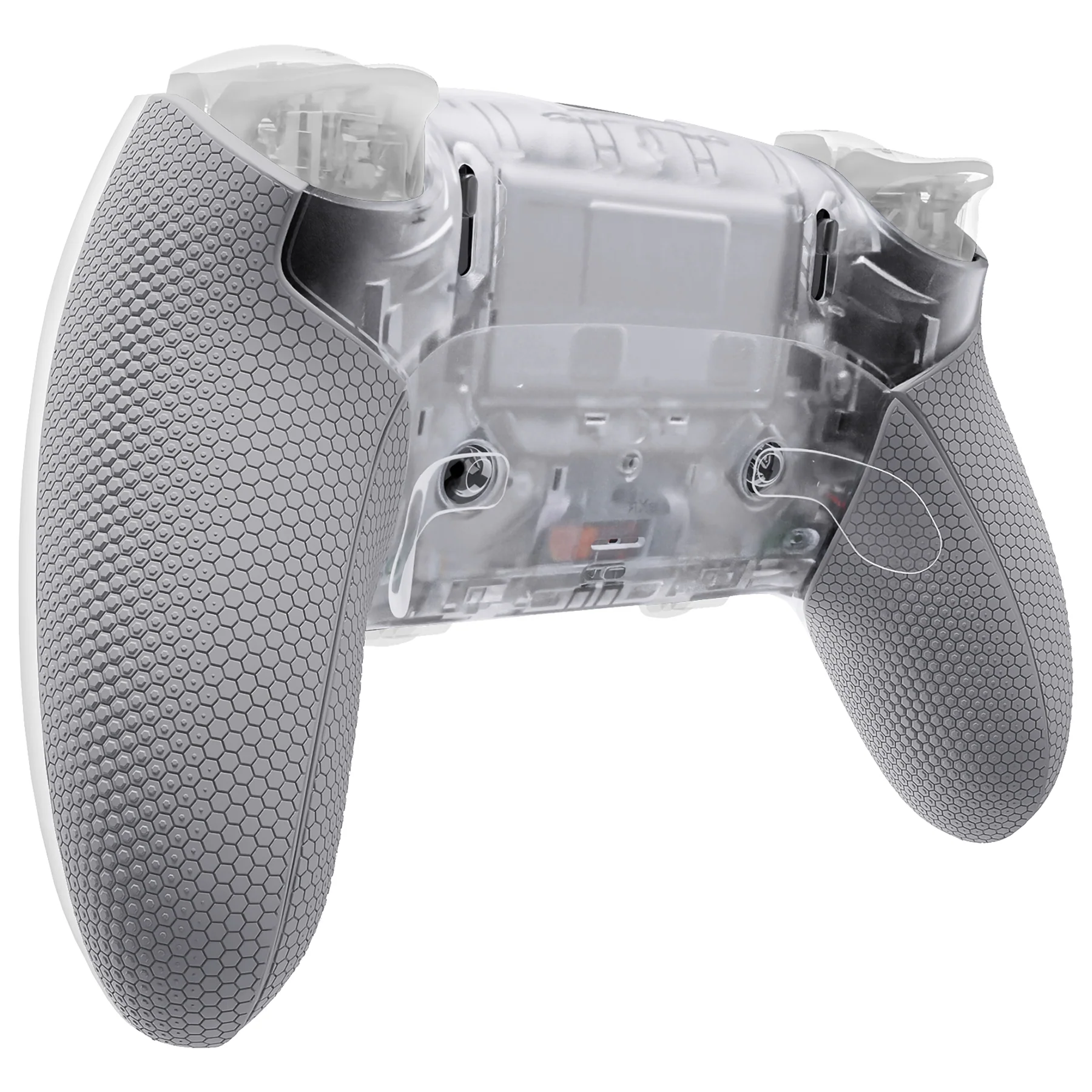 eXtremeRate Beyond-ARC Bottom Shell Kit with Rubberised Grip for PS5 Edge Controller - Clear & Gray - Image 4