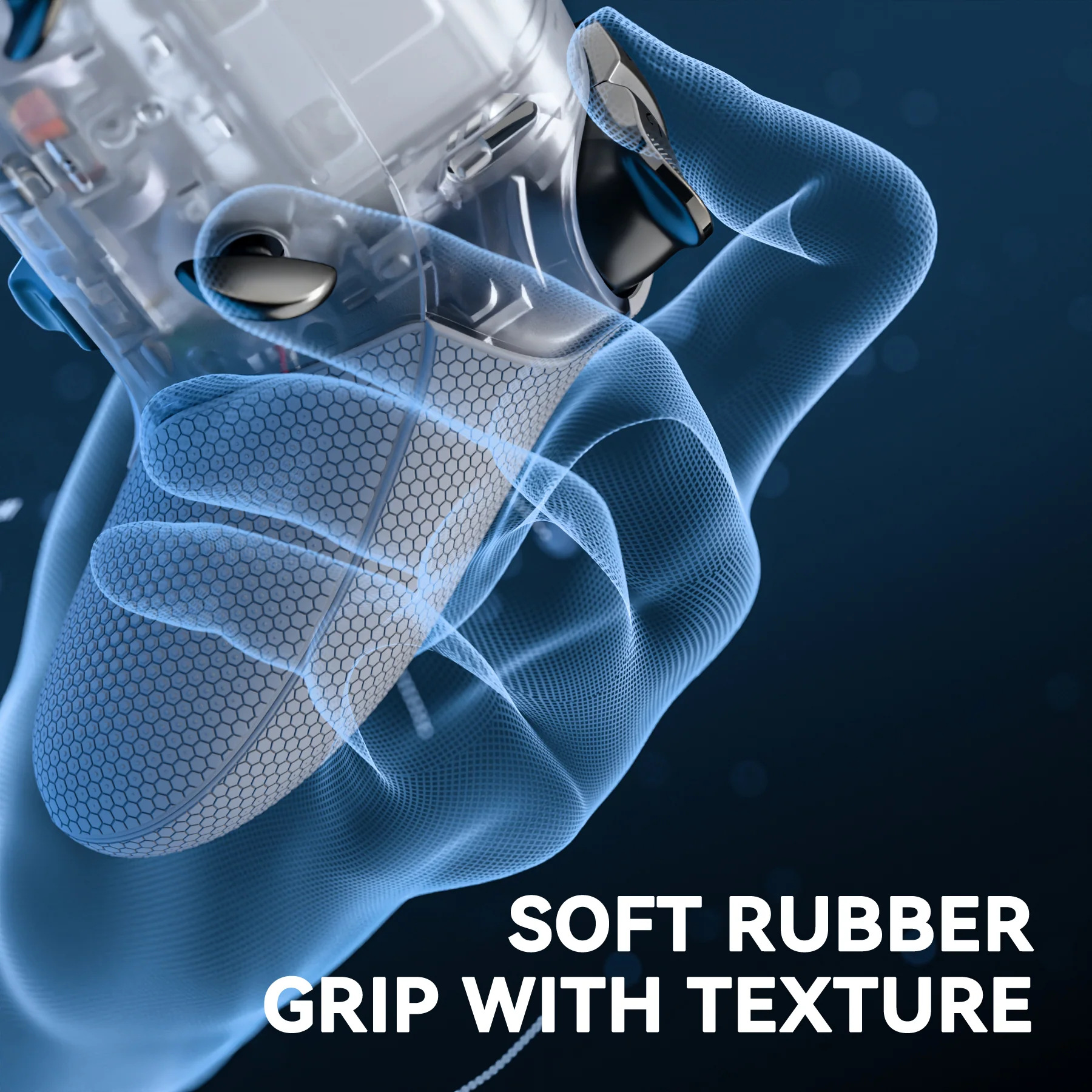 eXtremeRate Beyond-ARC Bottom Shell Kit with Rubberised Grip for PS5 Edge Controller - Clear & Gray - Image 7